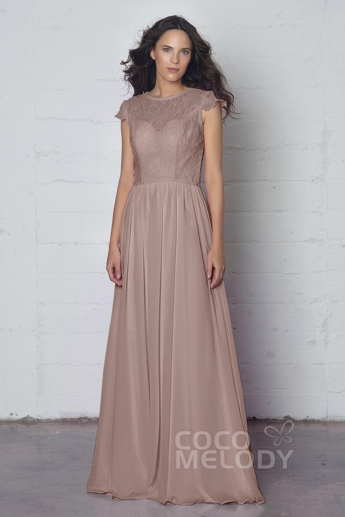 Sheath-Column Floor Length Lace and Chiffon Dress LOZF1503E - COCOMELODY