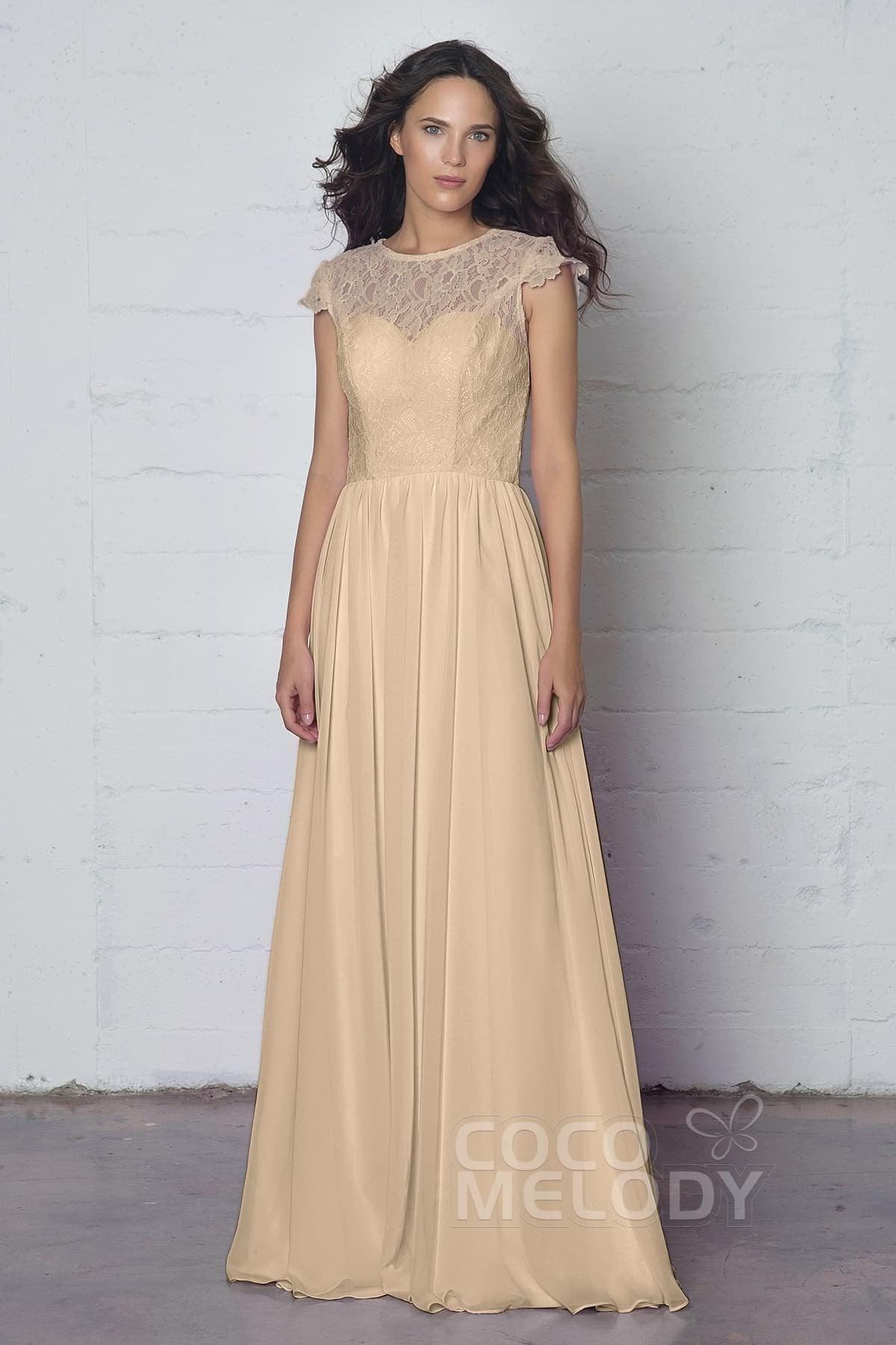 Sheath-Column Floor Length Lace and Chiffon Dress LOZF1503E - COCOMELODY
