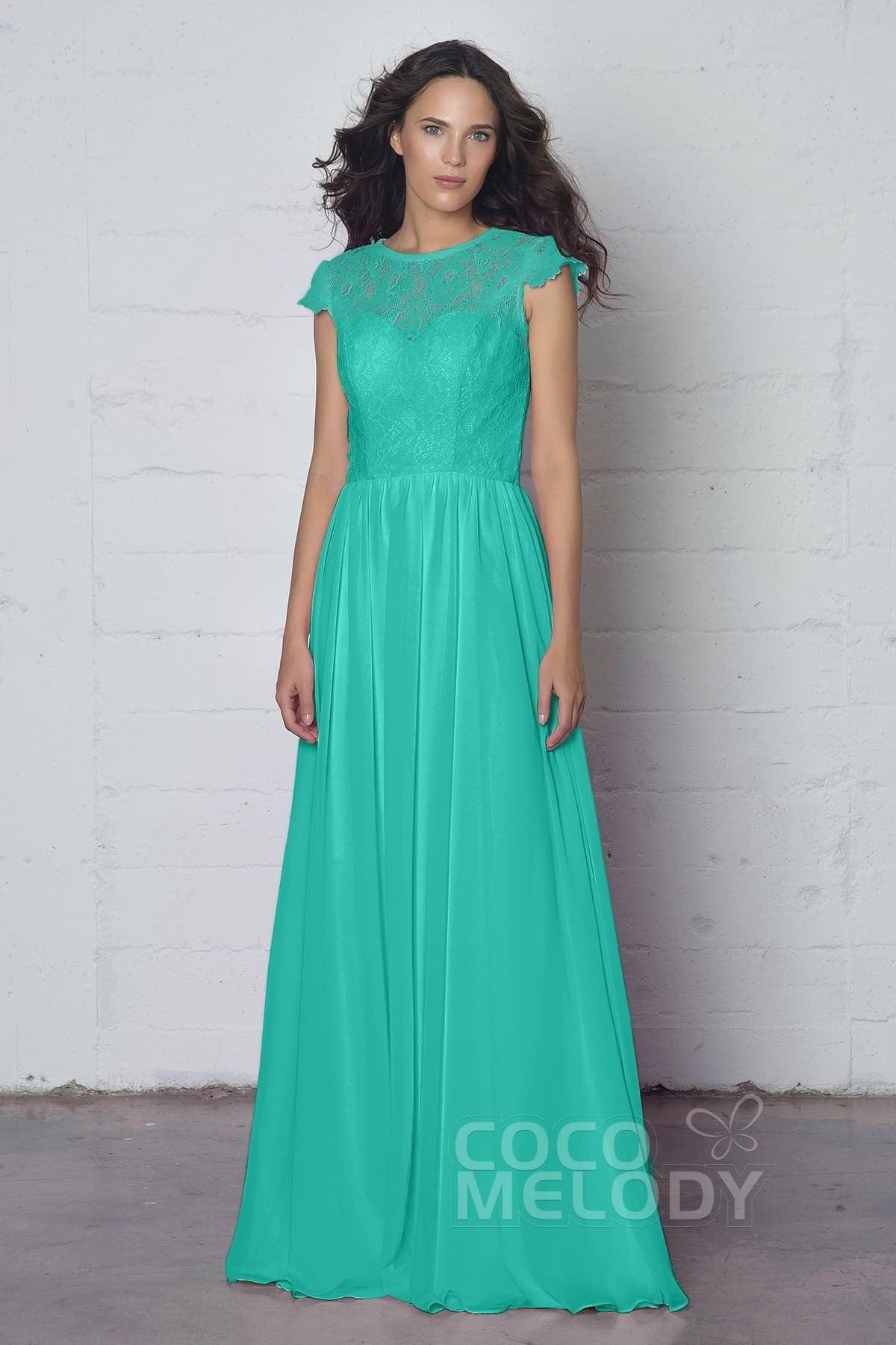 Sheath-Column Floor Length Lace and Chiffon Dress LOZF1503E - COCOMELODY