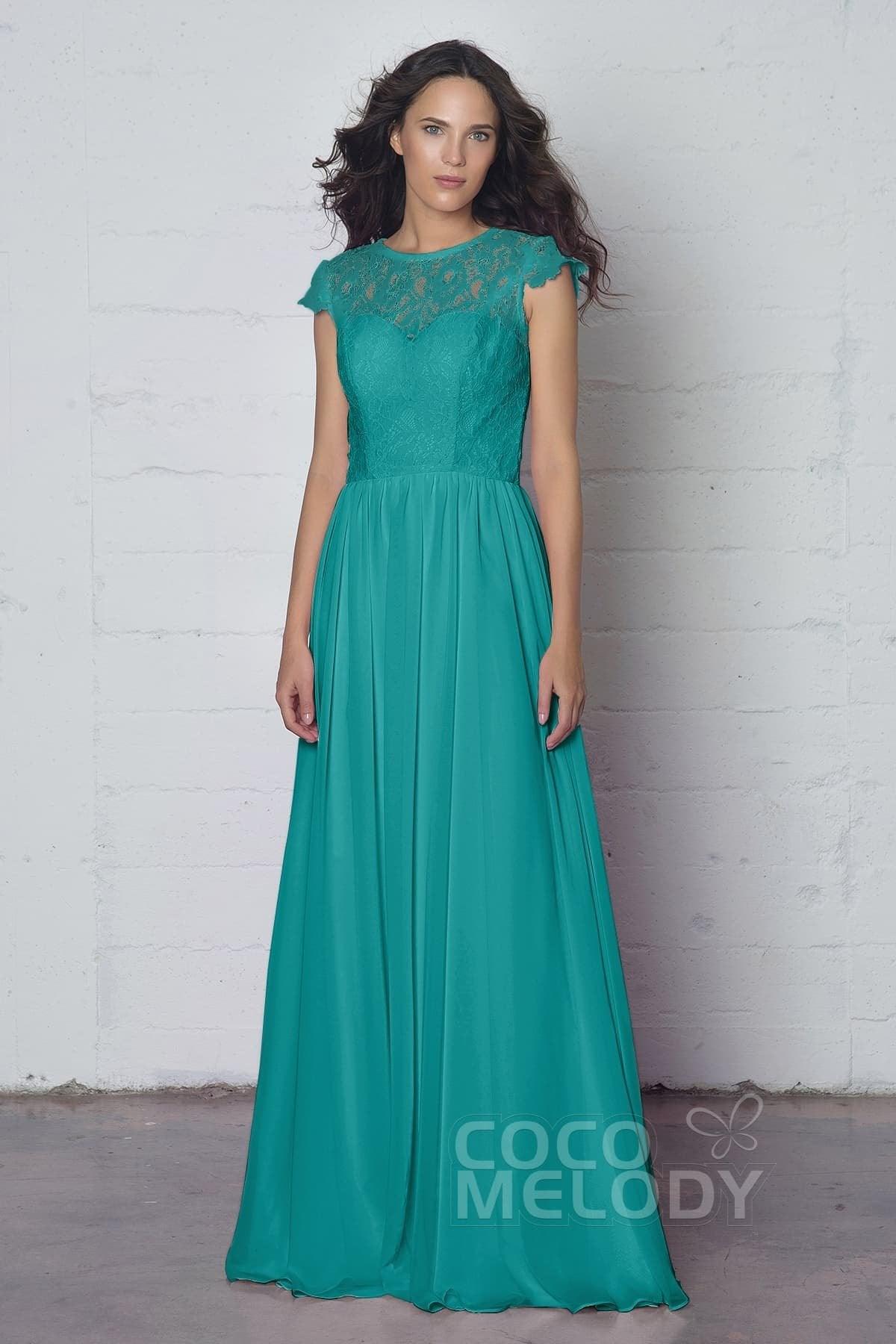 Sheath-Column Floor Length Lace and Chiffon Dress LOZF1503E - COCOMELODY