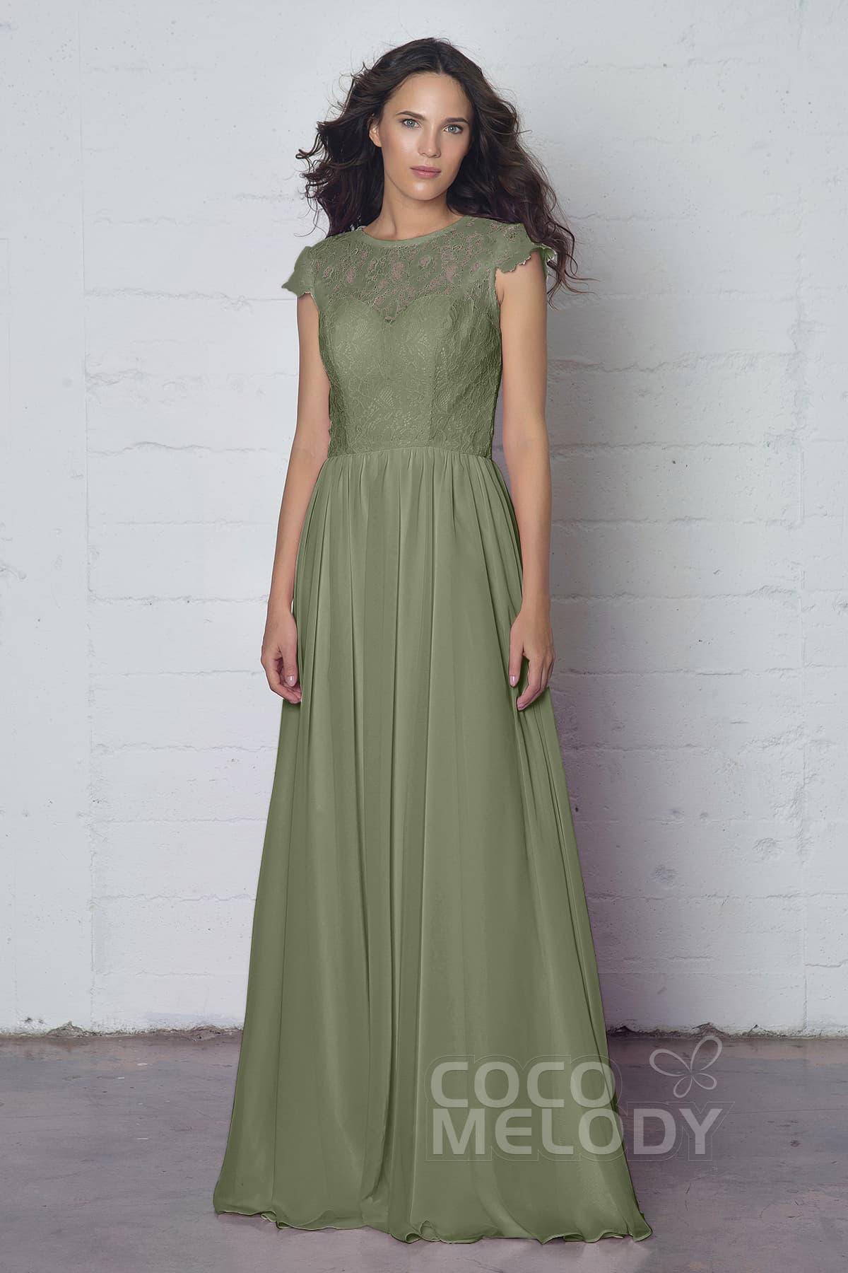 Sheath-Column Floor Length Lace and Chiffon Dress LOZF1503E - COCOMELODY