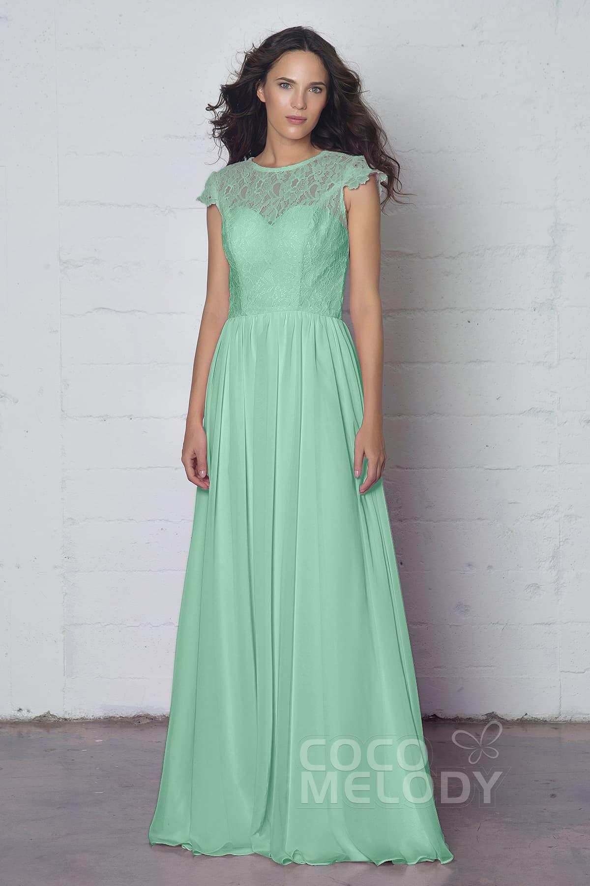 Sheath-Column Floor Length Lace and Chiffon Dress LOZF1503E - COCOMELODY