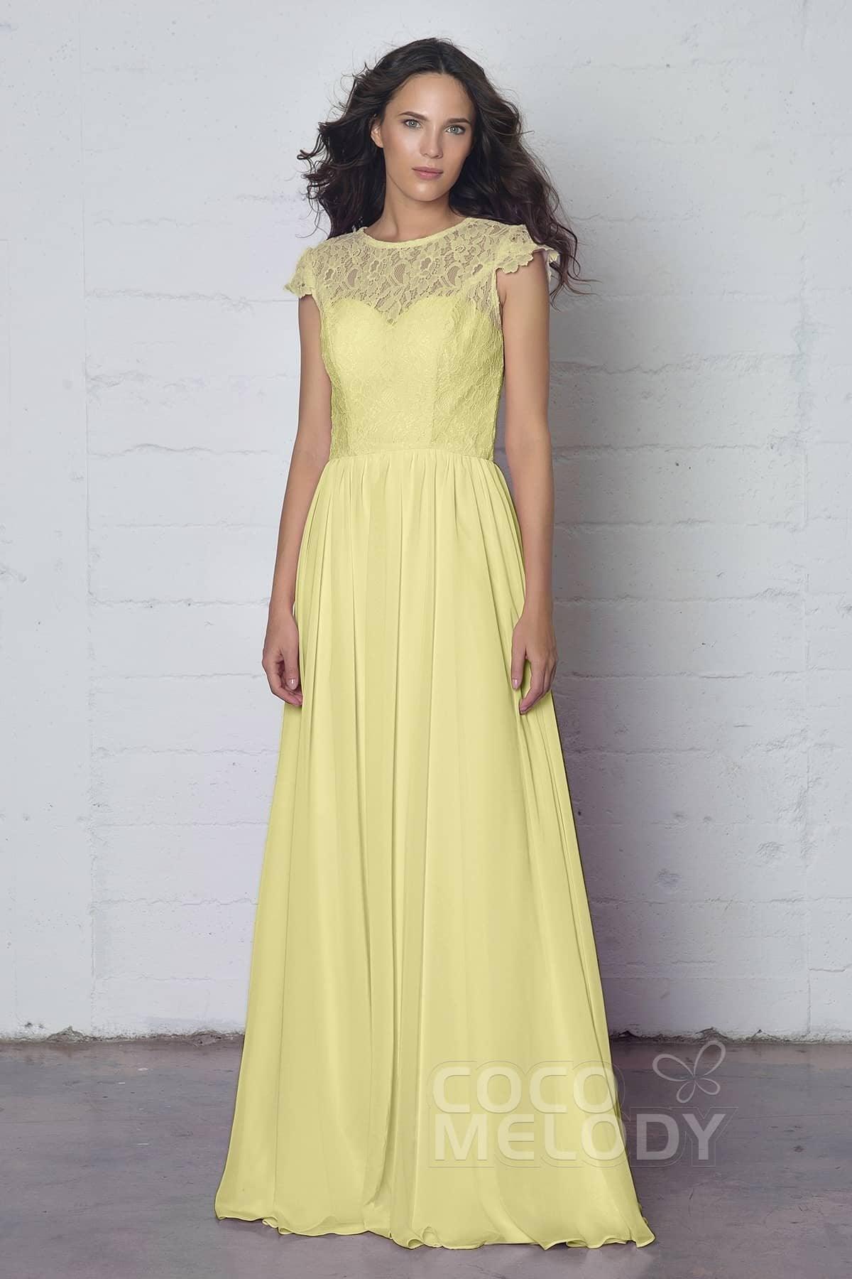 Sheath-Column Floor Length Lace and Chiffon Dress LOZF1503E - COCOMELODY