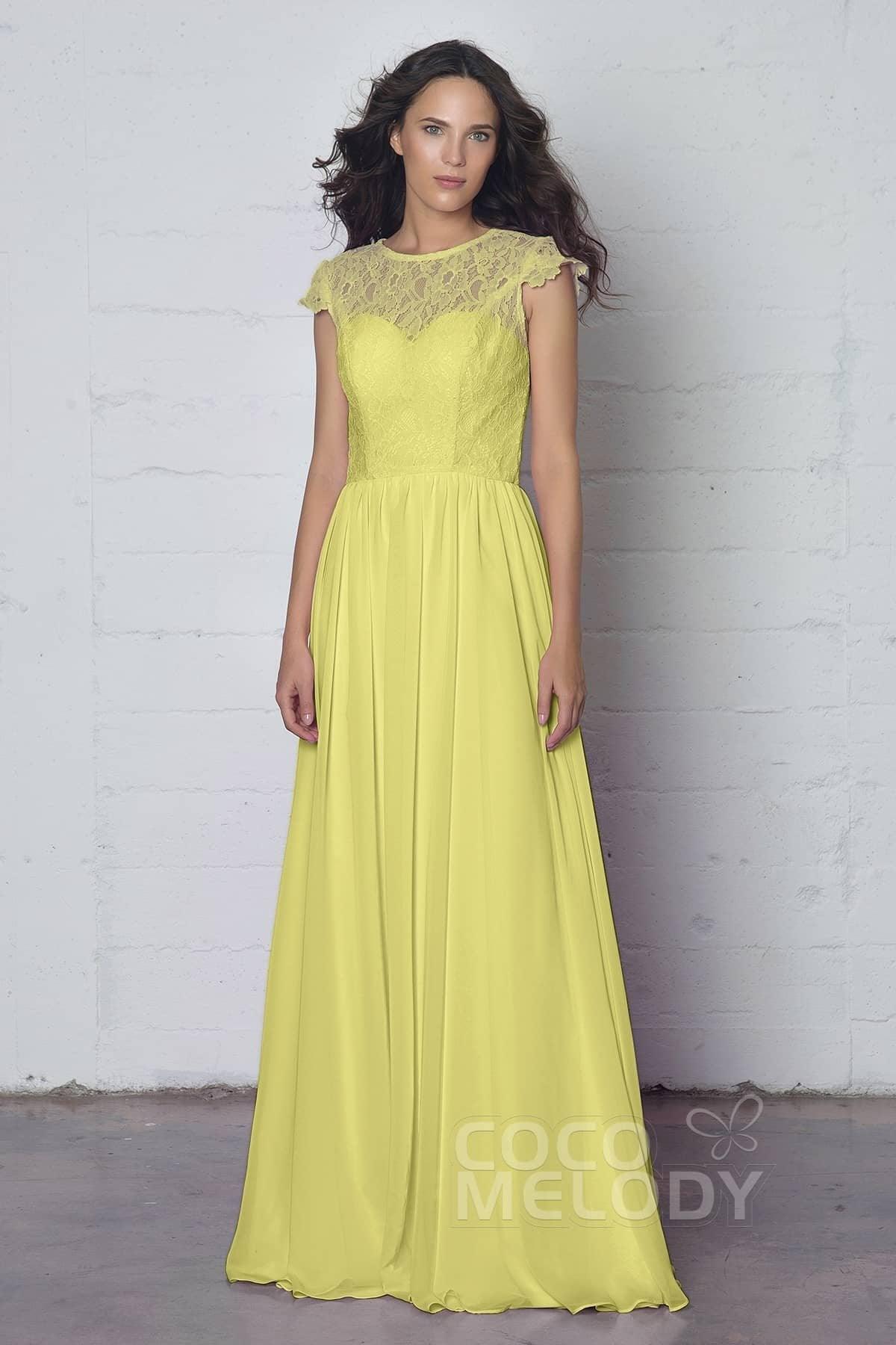 Sheath-Column Floor Length Lace and Chiffon Dress LOZF1503E - COCOMELODY