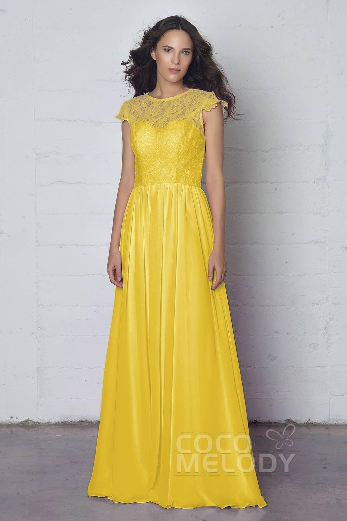 Sheath-Column Floor Length Lace and Chiffon Dress LOZF1503E - COCOMELODY