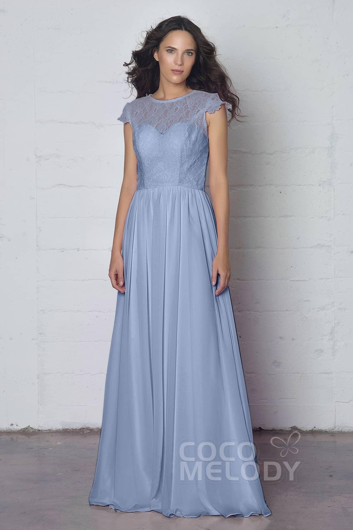 Sheath-Column Floor Length Lace and Chiffon Dress LOZF1503E - COCOMELODY