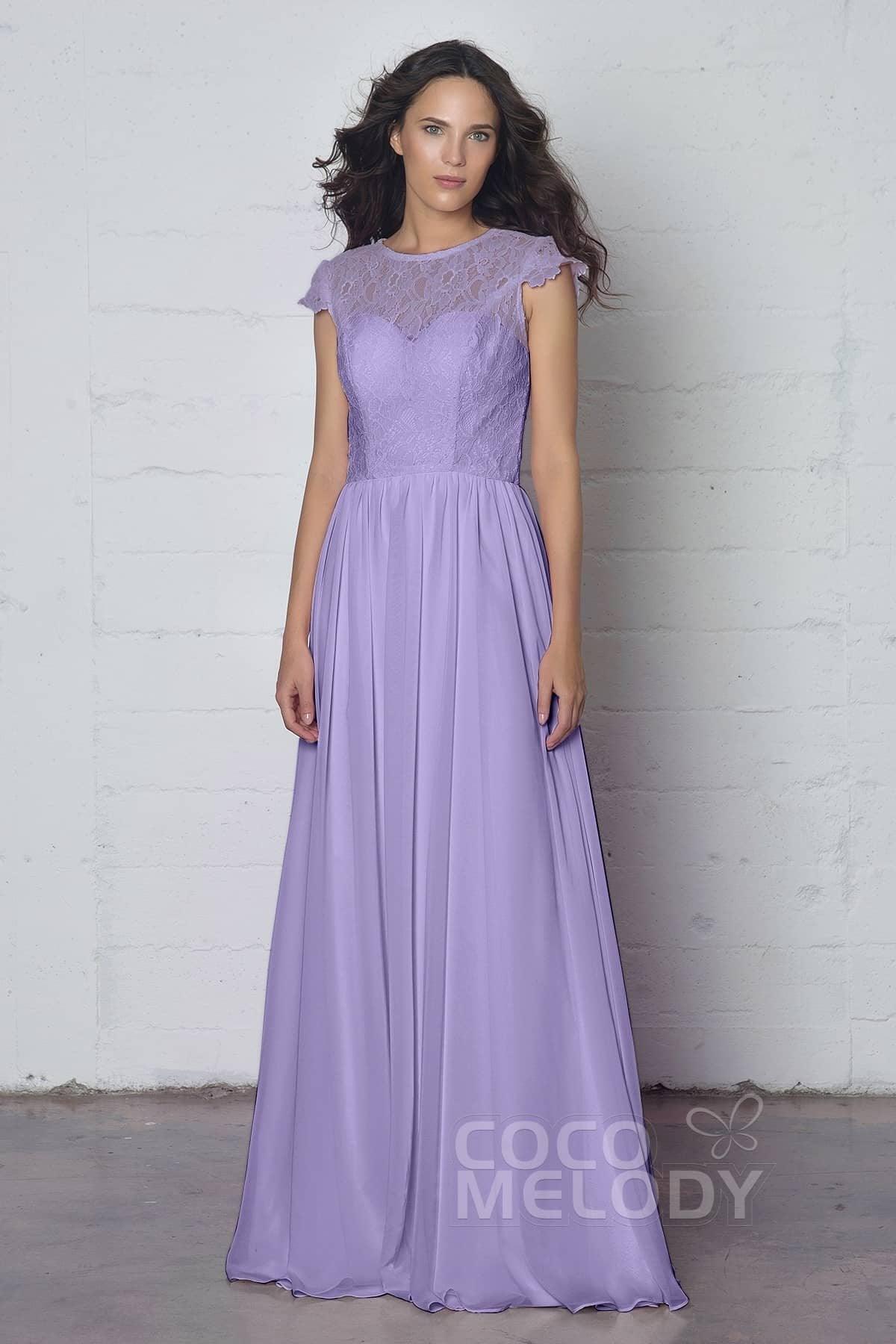 Sheath-Column Floor Length Lace and Chiffon Dress LOZF1503E - COCOMELODY