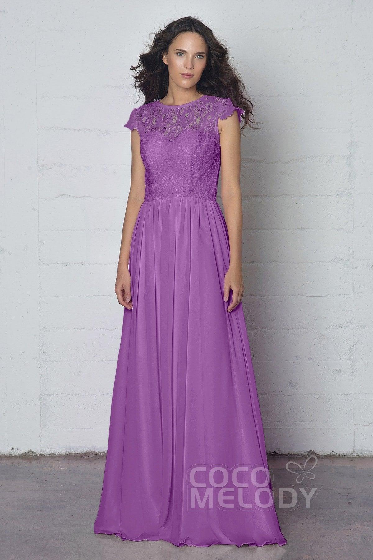 Sheath-Column Floor Length Lace and Chiffon Dress LOZF1503E - COCOMELODY