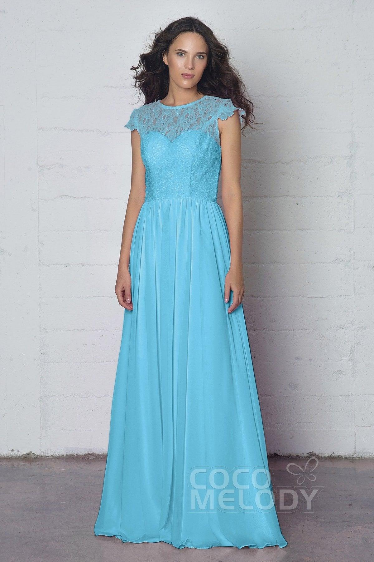 Sheath-Column Floor Length Lace and Chiffon Dress LOZF1503E - COCOMELODY
