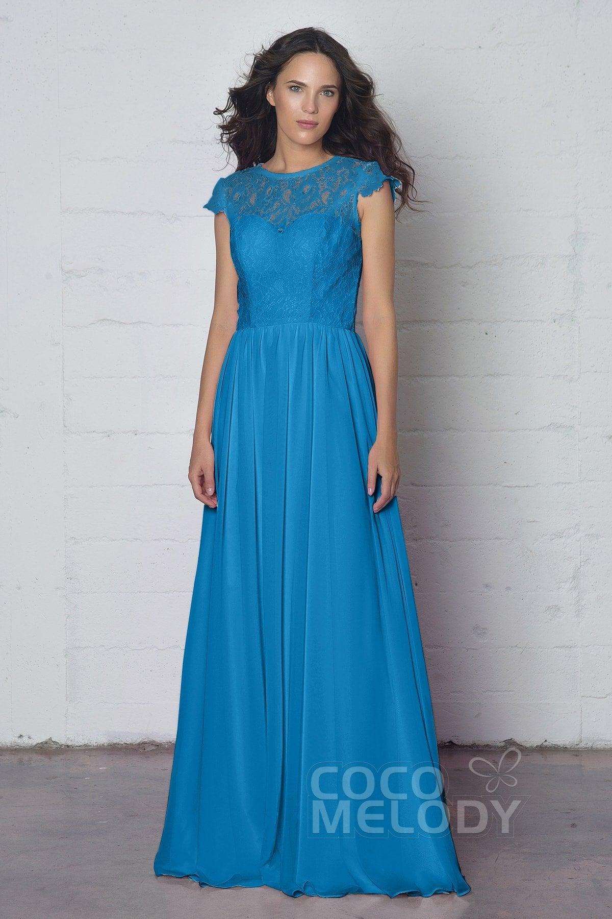 Sheath-Column Floor Length Lace and Chiffon Dress LOZF1503E - COCOMELODY