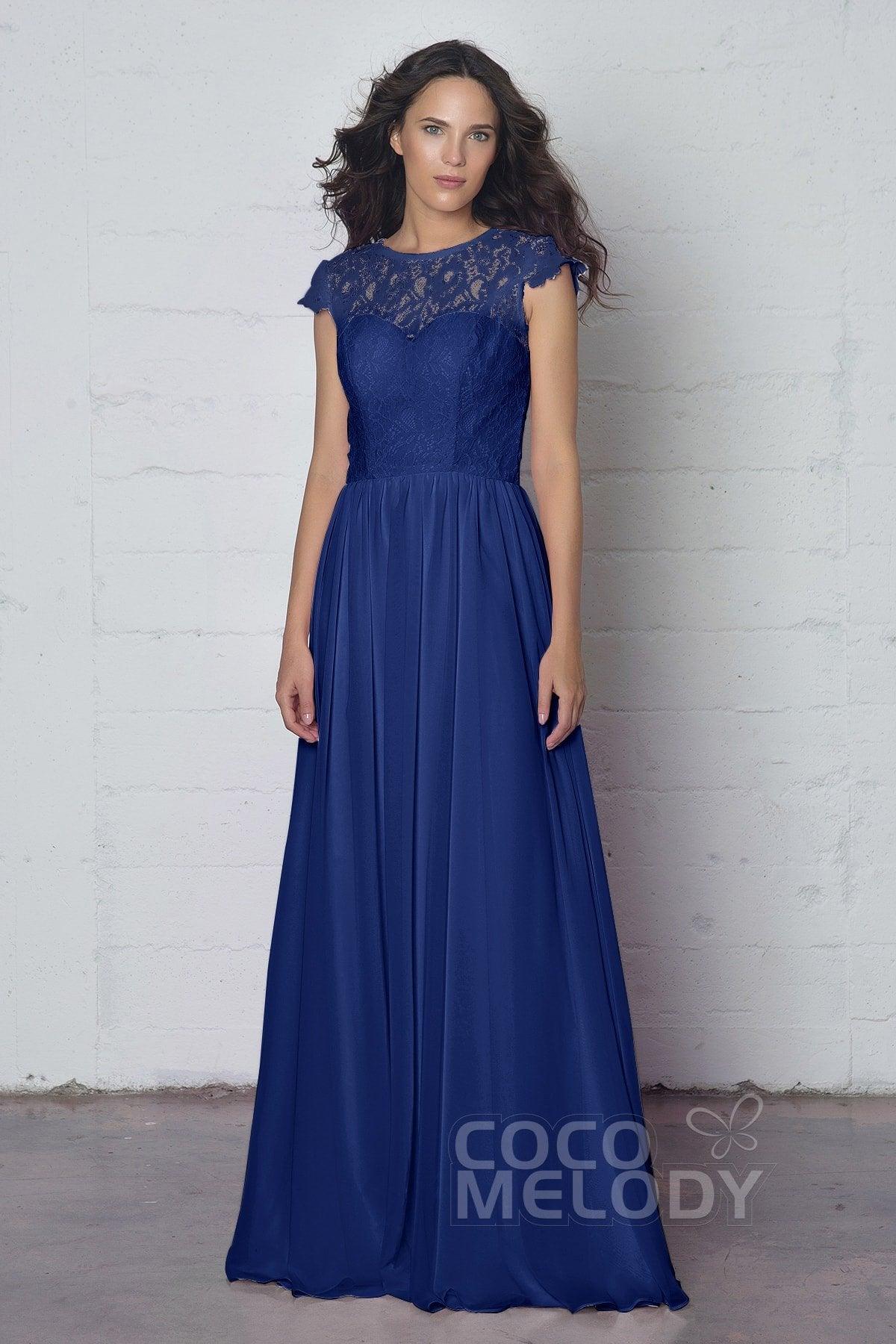 Sheath-Column Floor Length Lace and Chiffon Dress LOZF1503E - COCOMELODY