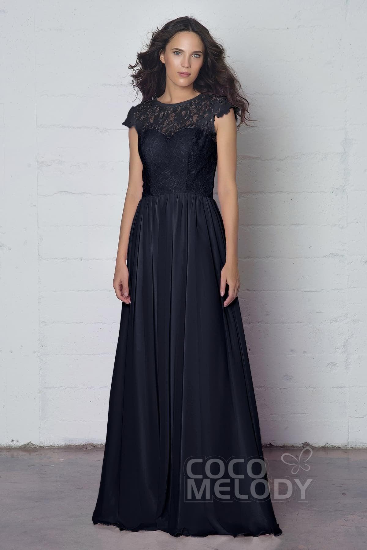 Sheath-Column Floor Length Lace and Chiffon Dress LOZF1503E - COCOMELODY