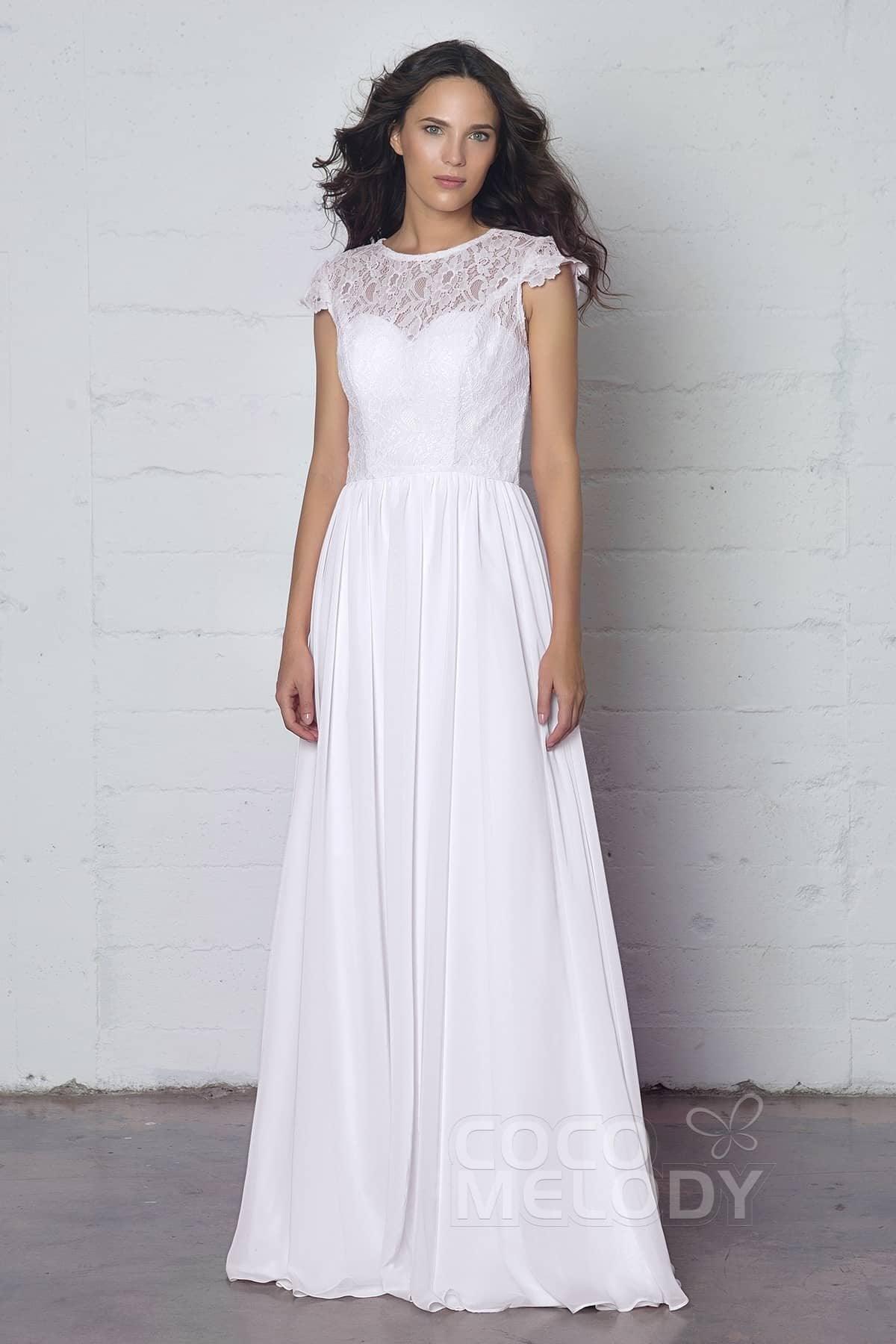 Sheath-Column Floor Length Lace and Chiffon Dress LOZF1503E - COCOMELODY