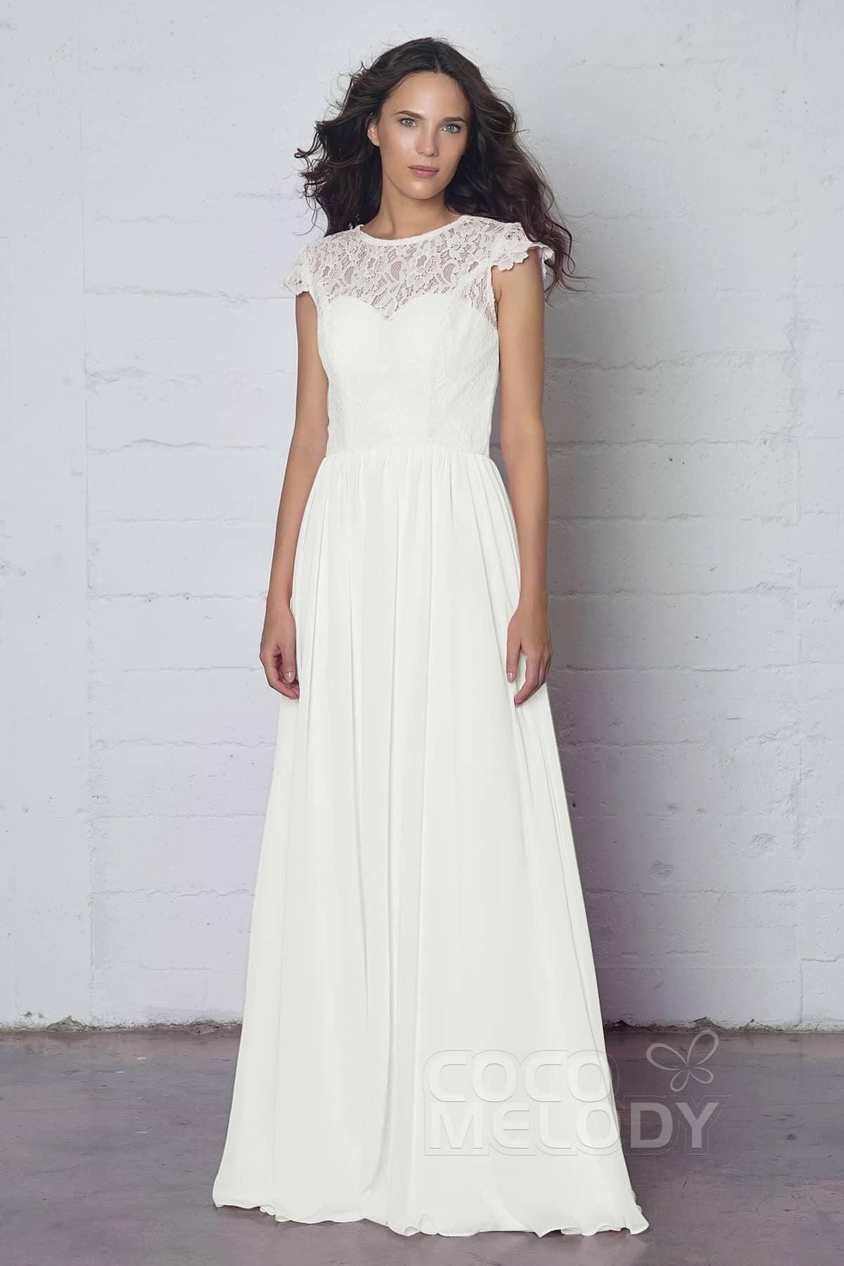Sheath-Column Floor Length Lace and Chiffon Dress LOZF1503E - COCOMELODY