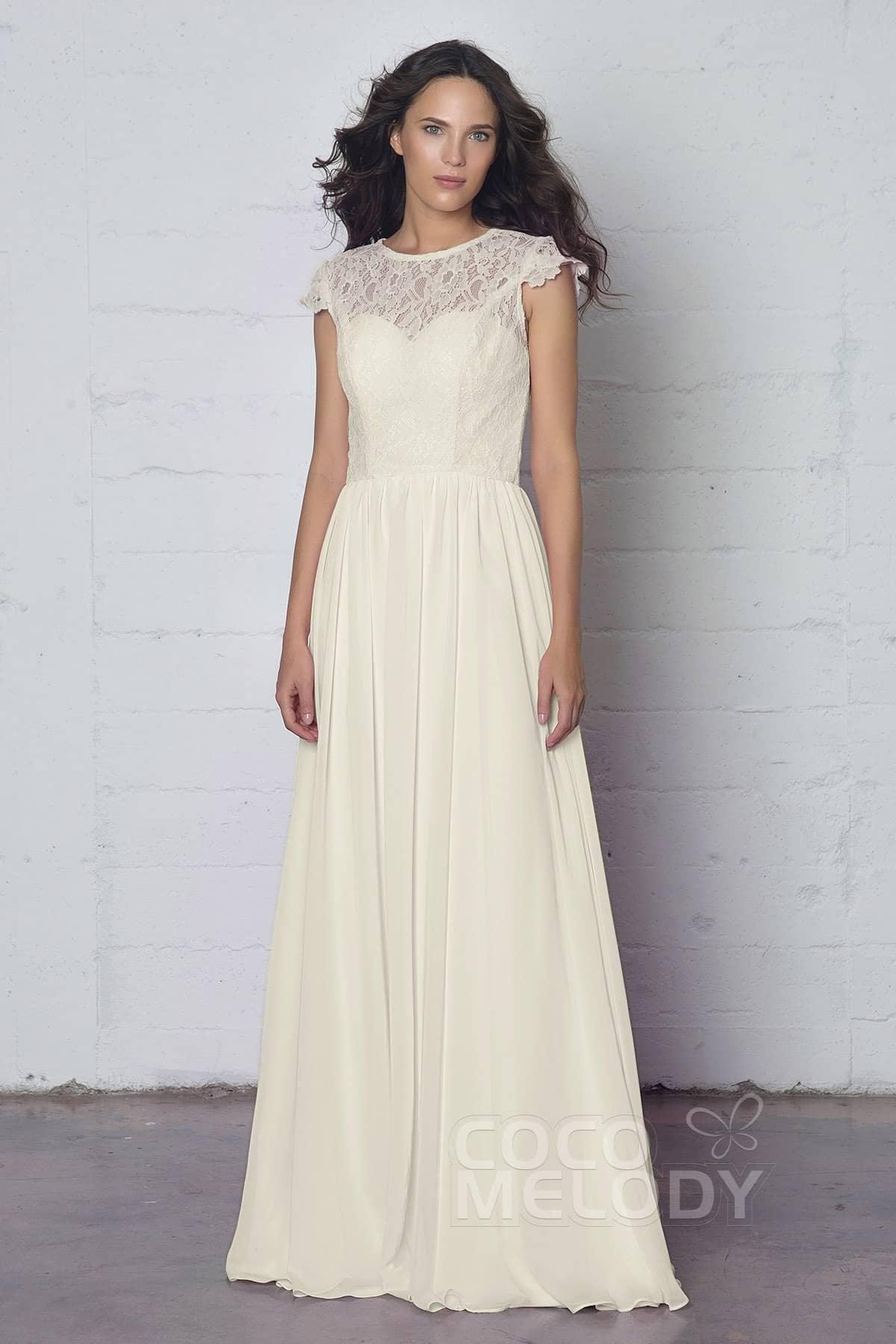 Sheath-Column Floor Length Lace and Chiffon Dress LOZF1503E - COCOMELODY