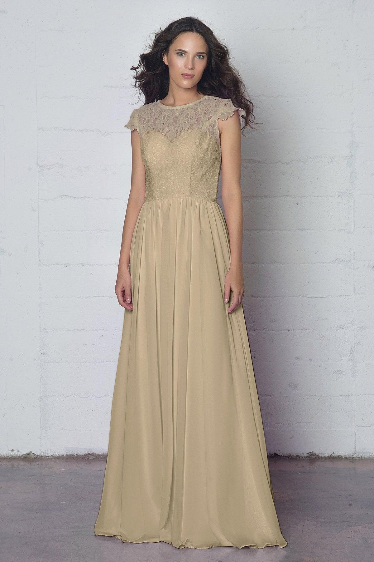 Sheath-Column Floor Length Lace and Chiffon Dress LOZF1503E - COCOMELODY