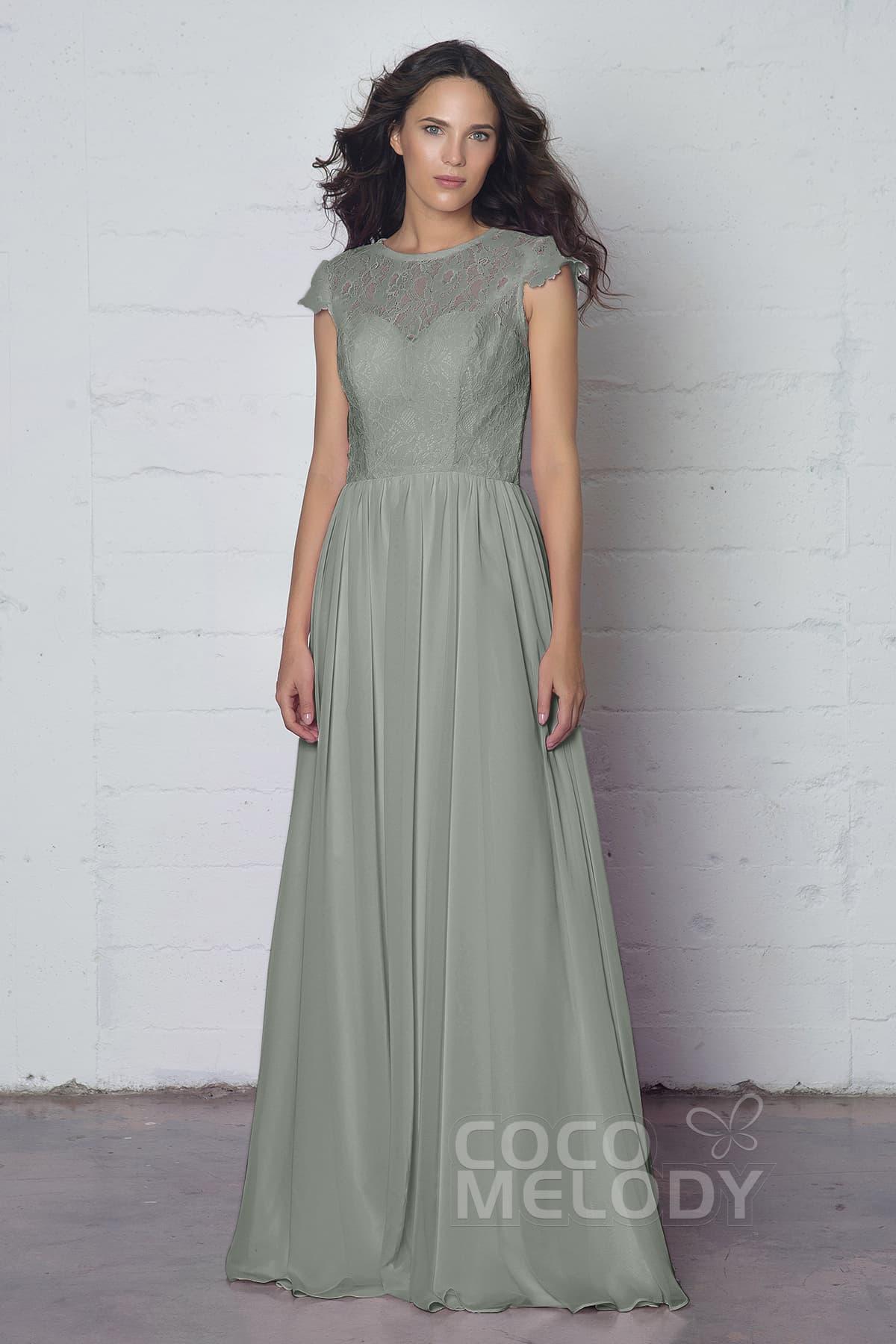 Sheath-Column Floor Length Lace and Chiffon Dress LOZF1503E - COCOMELODY