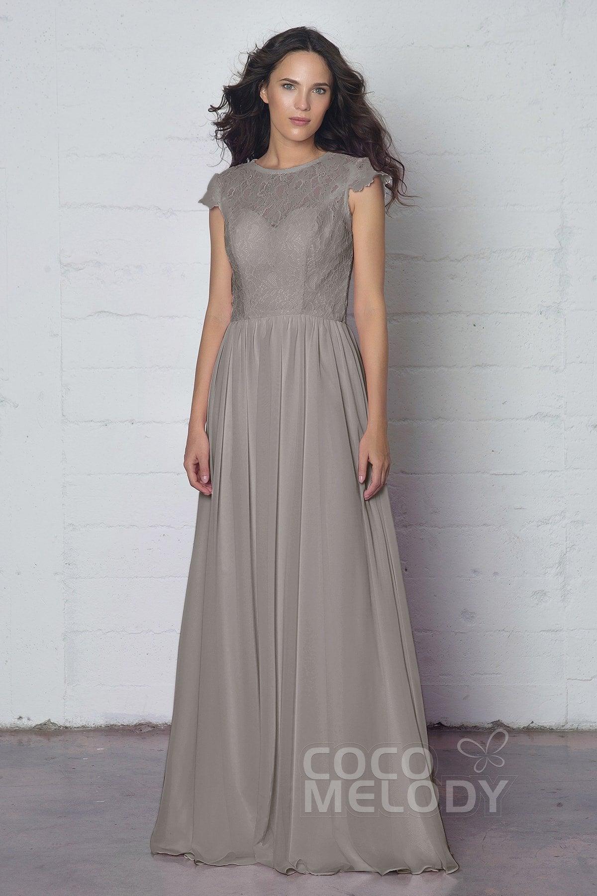 Sheath-Column Floor Length Lace and Chiffon Dress LOZF1503E - COCOMELODY