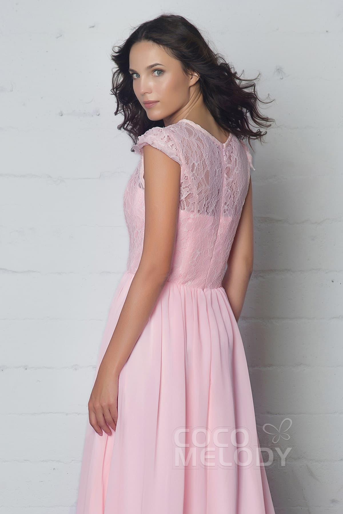 Sheath-Column Floor Length Lace and Chiffon Dress LOZF1503E - COCOMELODY