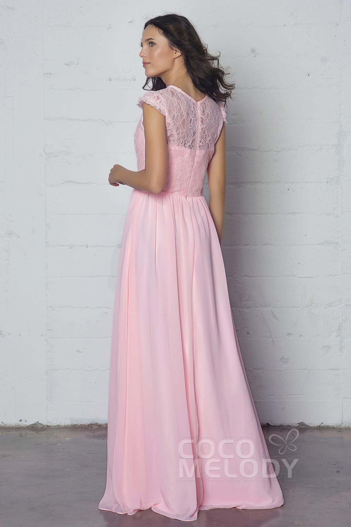 Sheath-Column Floor Length Lace and Chiffon Dress LOZF1503E - COCOMELODY