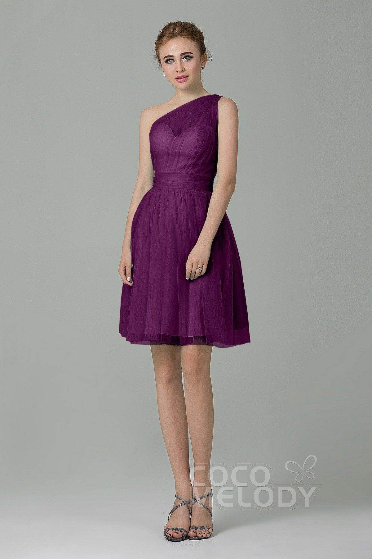 A-Line Short-Mini Tulle Bridesmaid Dress LOZM1503F - COCOMELODY