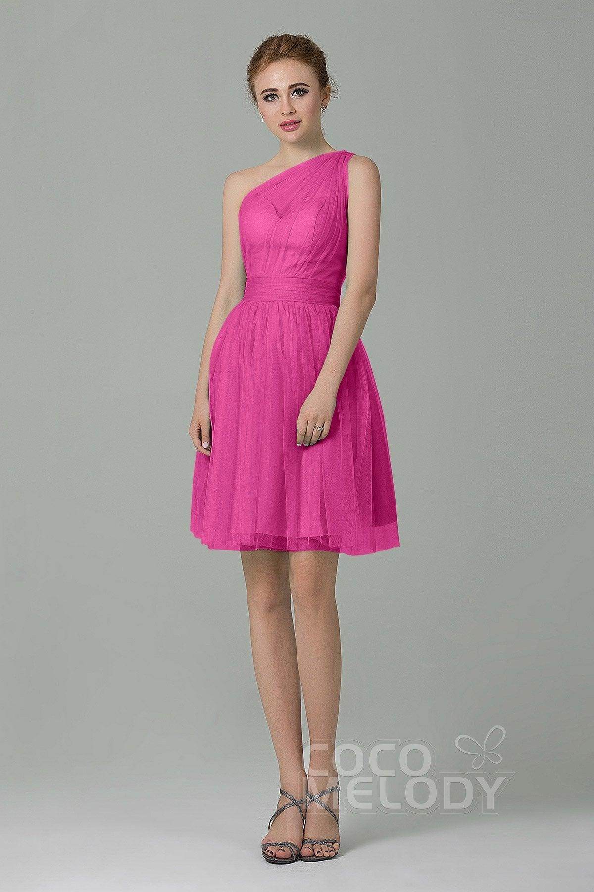 A-Line Short-Mini Tulle Bridesmaid Dress LOZM1503F - COCOMELODY