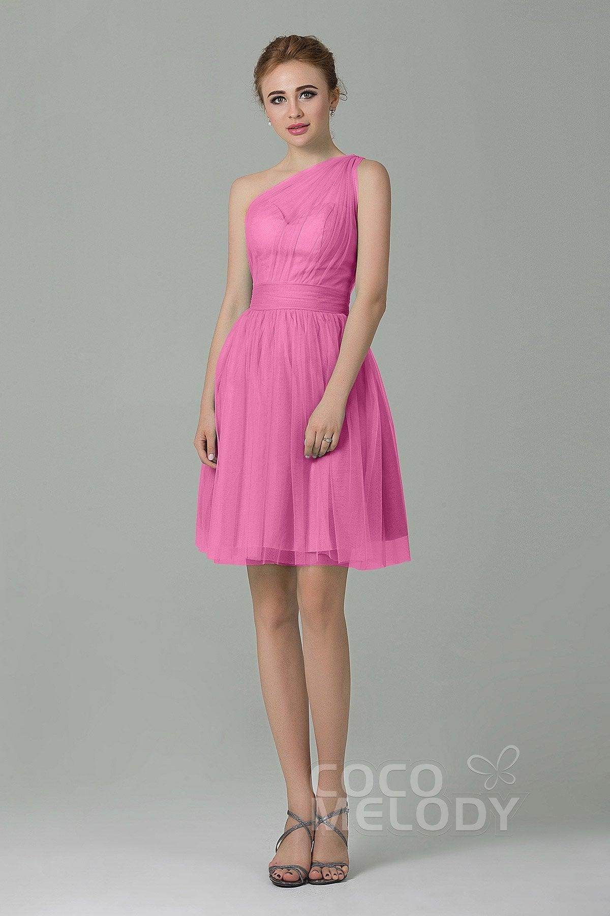 A-Line Short-Mini Tulle Bridesmaid Dress LOZM1503F - COCOMELODY