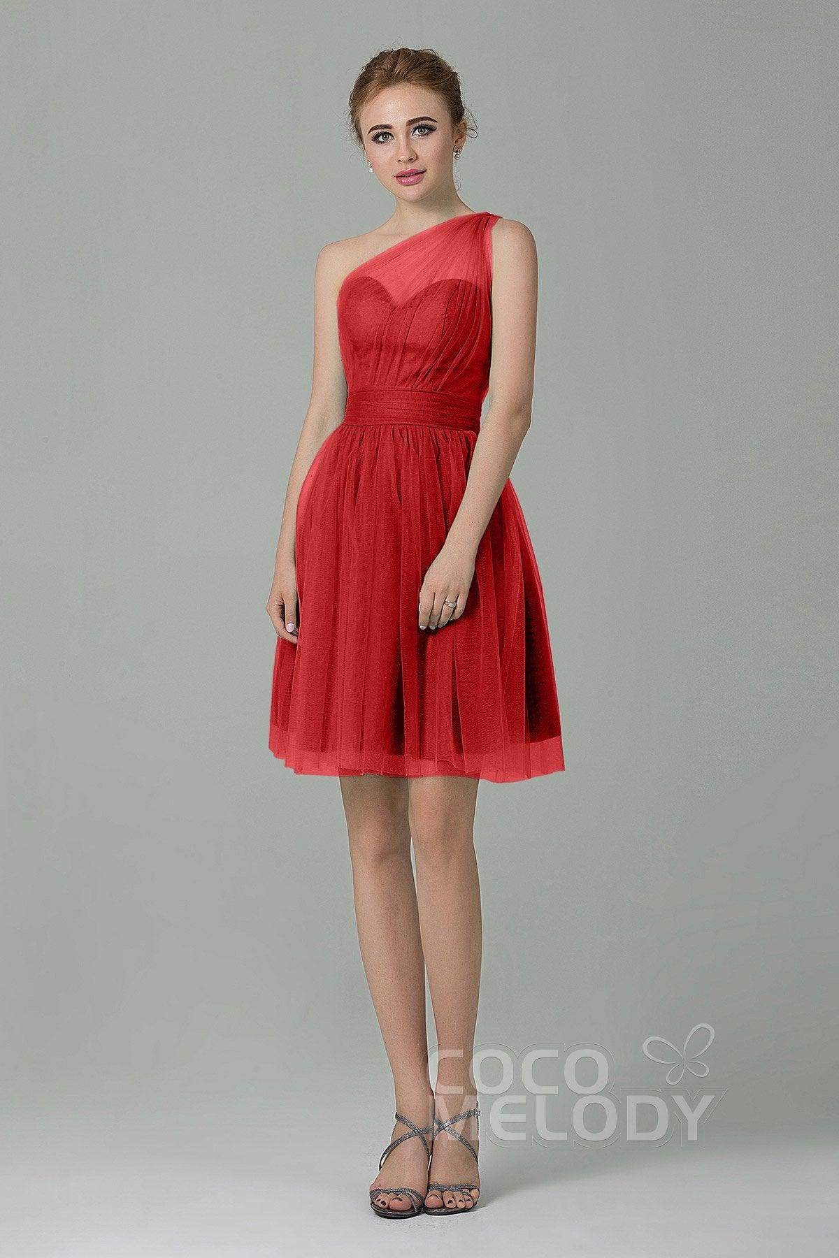 A-Line Short-Mini Tulle Bridesmaid Dress LOZM1503F - COCOMELODY