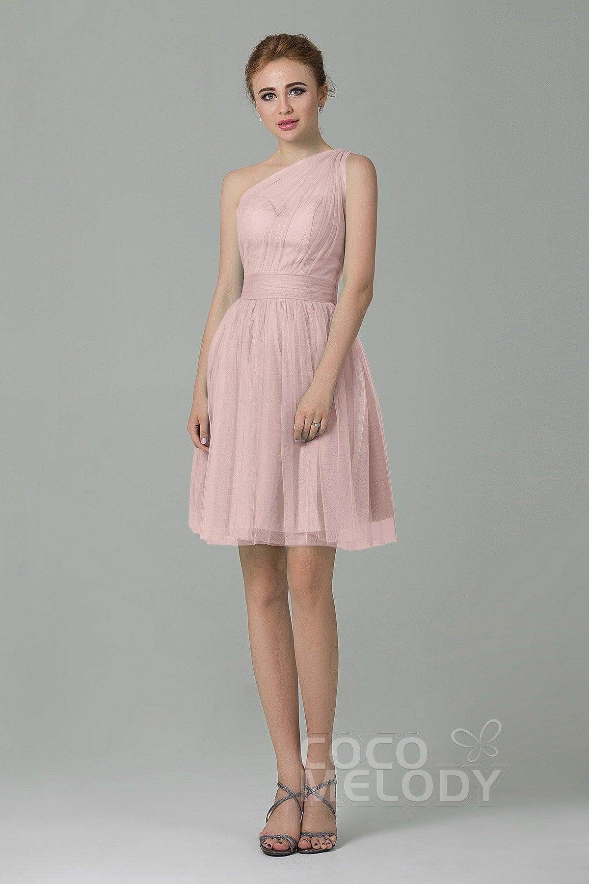 A-Line Short-Mini Tulle Bridesmaid Dress LOZM1503F - COCOMELODY