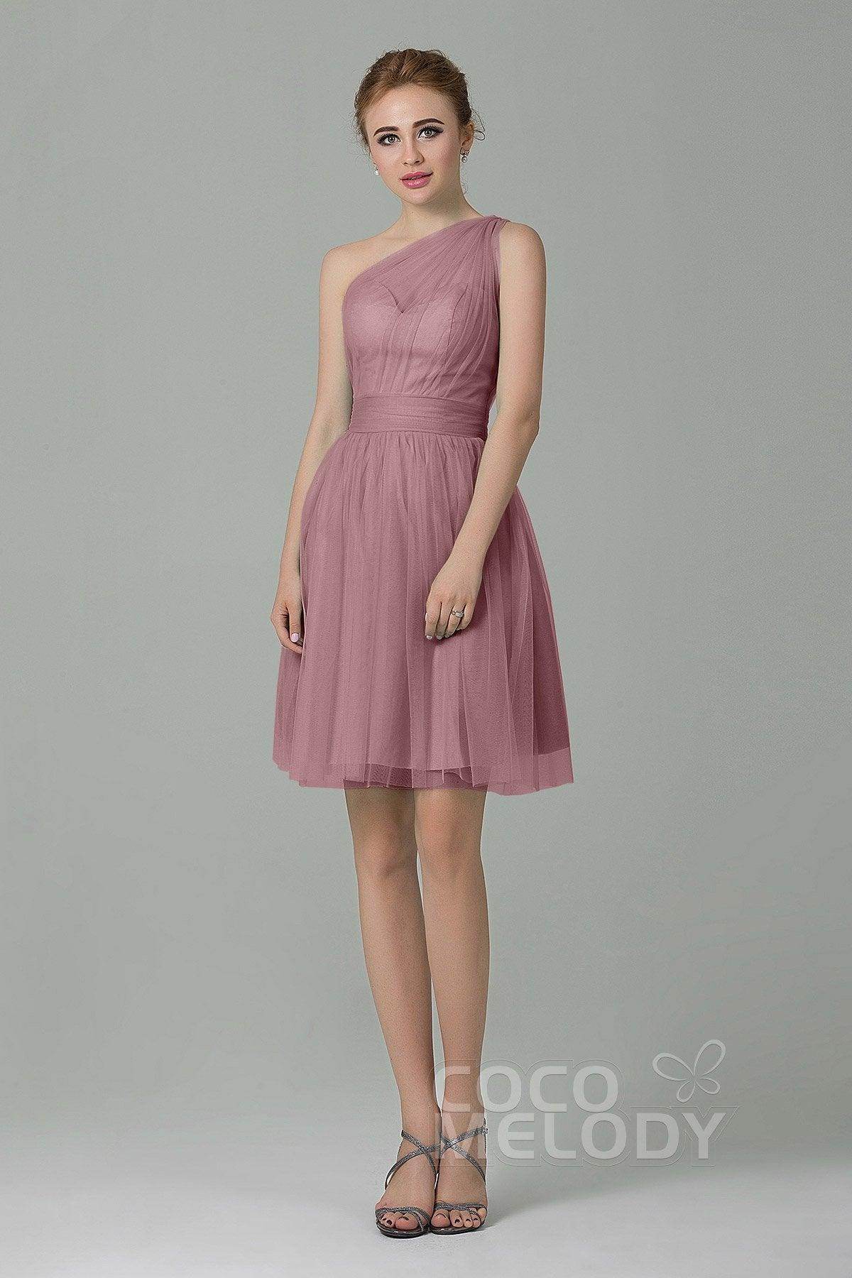 A-Line Short-Mini Tulle Bridesmaid Dress LOZM1503F - COCOMELODY