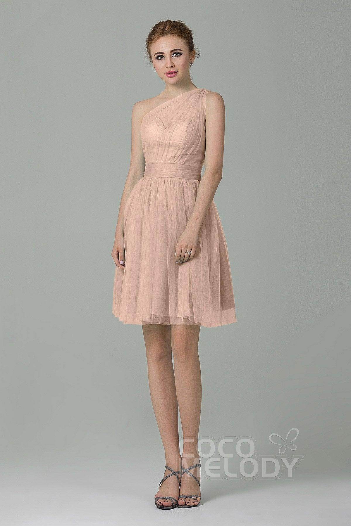 A-Line Short-Mini Tulle Bridesmaid Dress LOZM1503F - COCOMELODY