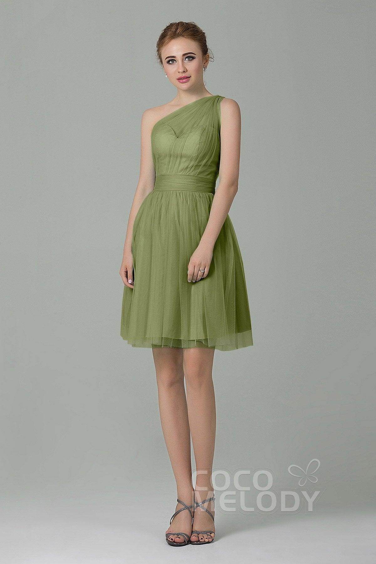 A-Line Short-Mini Tulle Bridesmaid Dress LOZM1503F - COCOMELODY