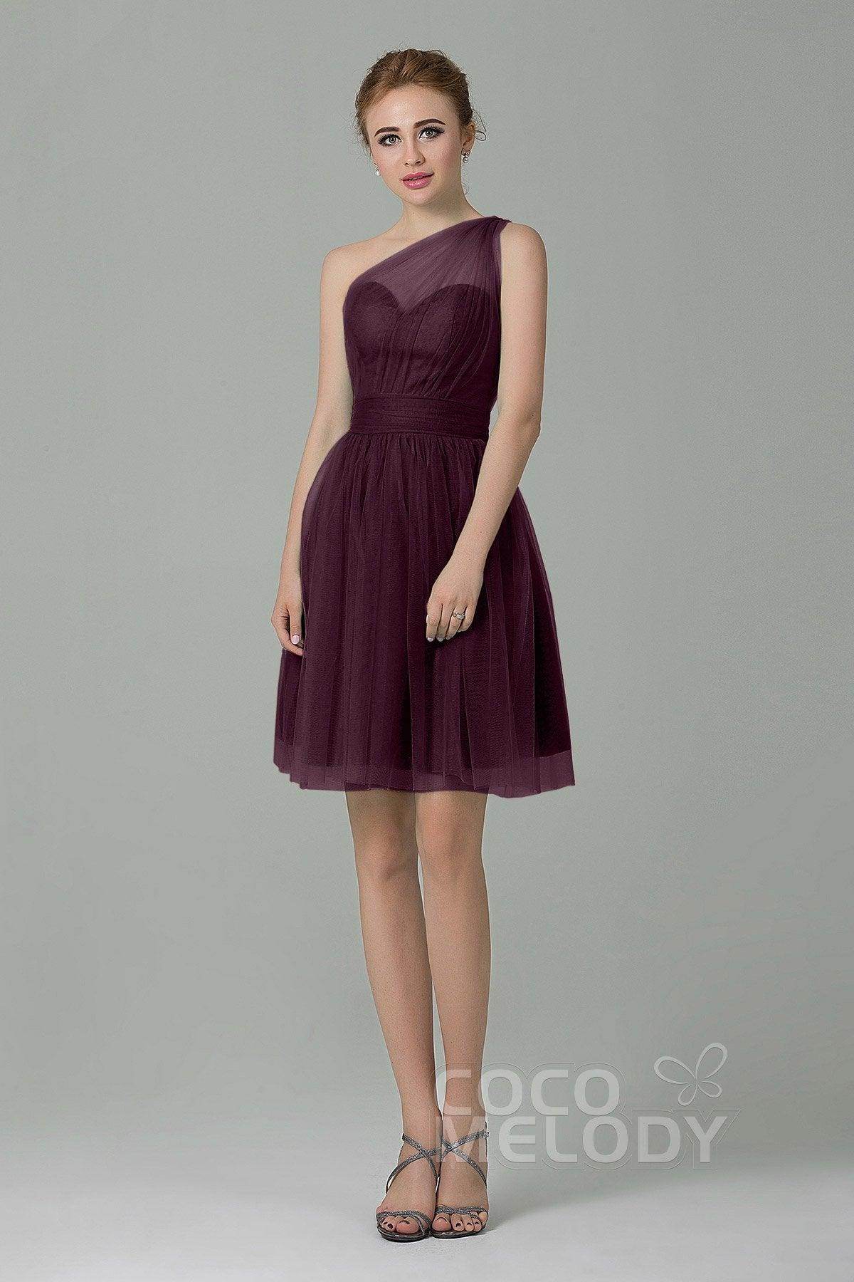 A-Line Short-Mini Tulle Bridesmaid Dress LOZM1503F - COCOMELODY