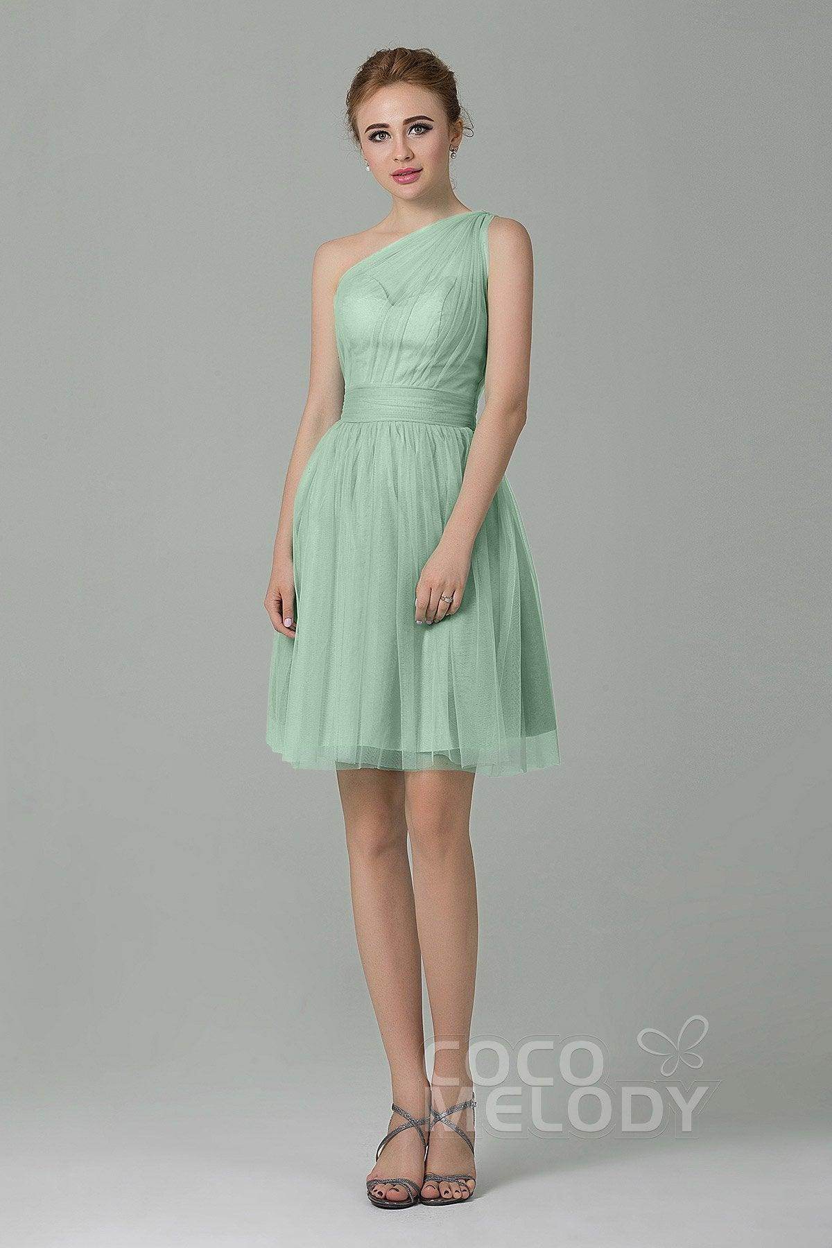 A-Line Short-Mini Tulle Bridesmaid Dress LOZM1503F - COCOMELODY