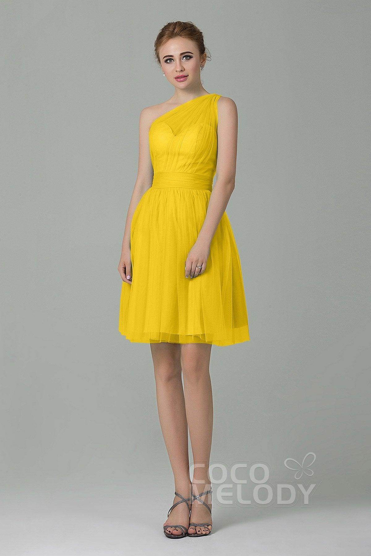 A-Line Short-Mini Tulle Bridesmaid Dress LOZM1503F - COCOMELODY