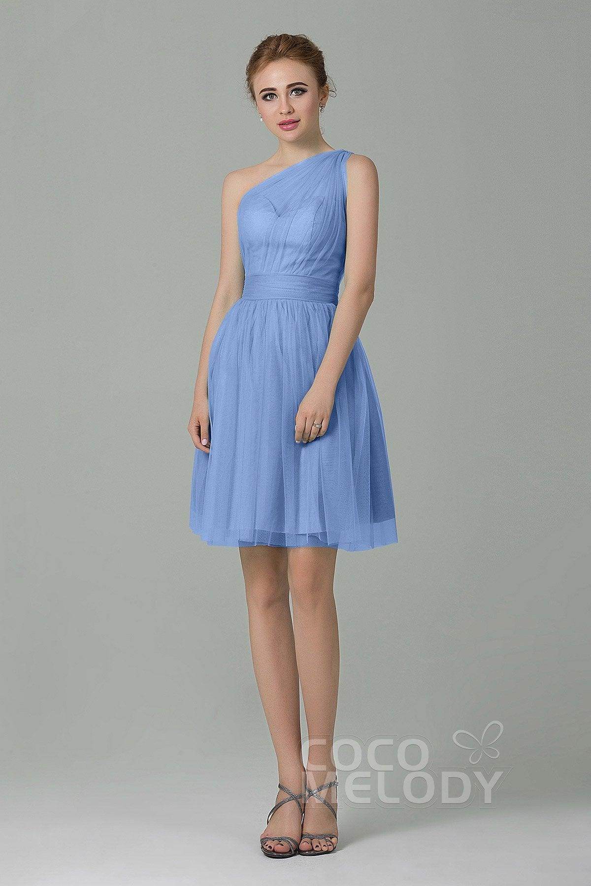 A-Line Short-Mini Tulle Bridesmaid Dress LOZM1503F - COCOMELODY