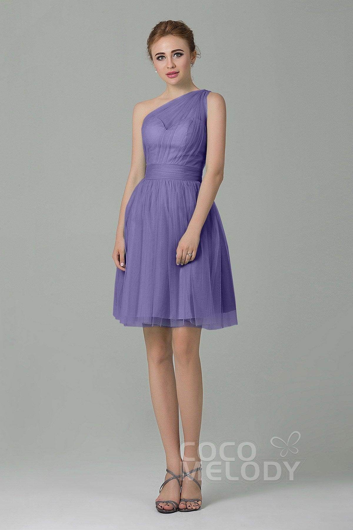 A-Line Short-Mini Tulle Bridesmaid Dress LOZM1503F - COCOMELODY