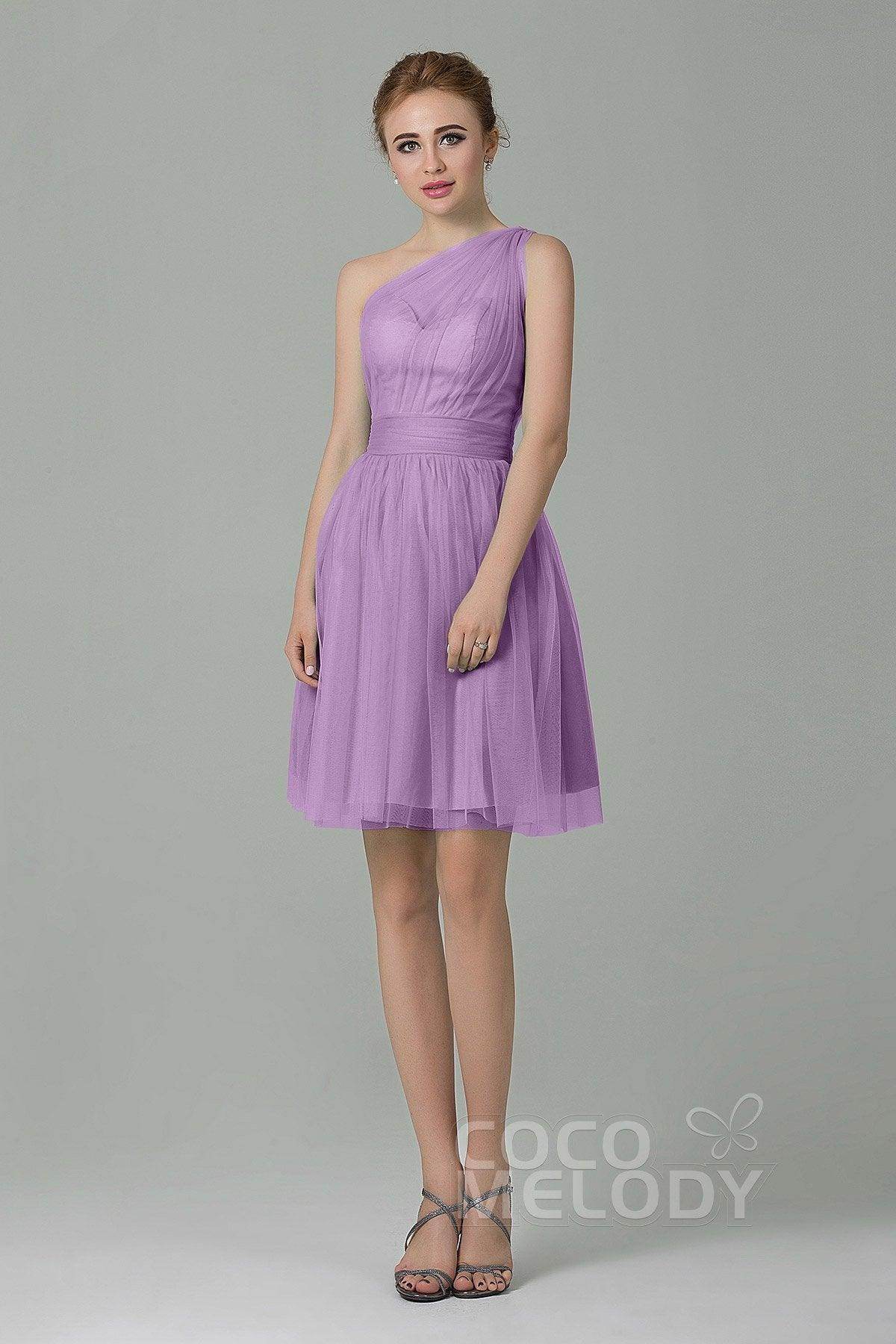 A-Line Short-Mini Tulle Bridesmaid Dress LOZM1503F - COCOMELODY