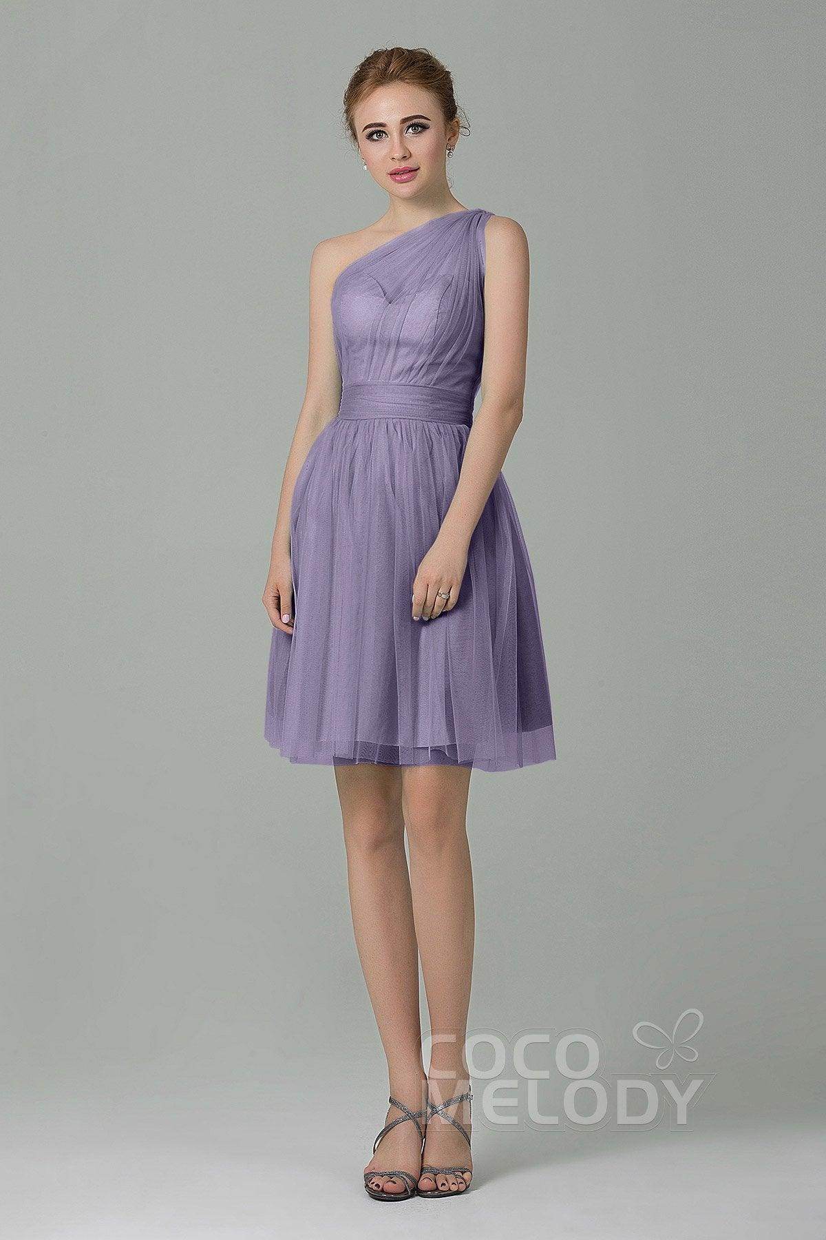 A-Line Short-Mini Tulle Bridesmaid Dress LOZM1503F - COCOMELODY