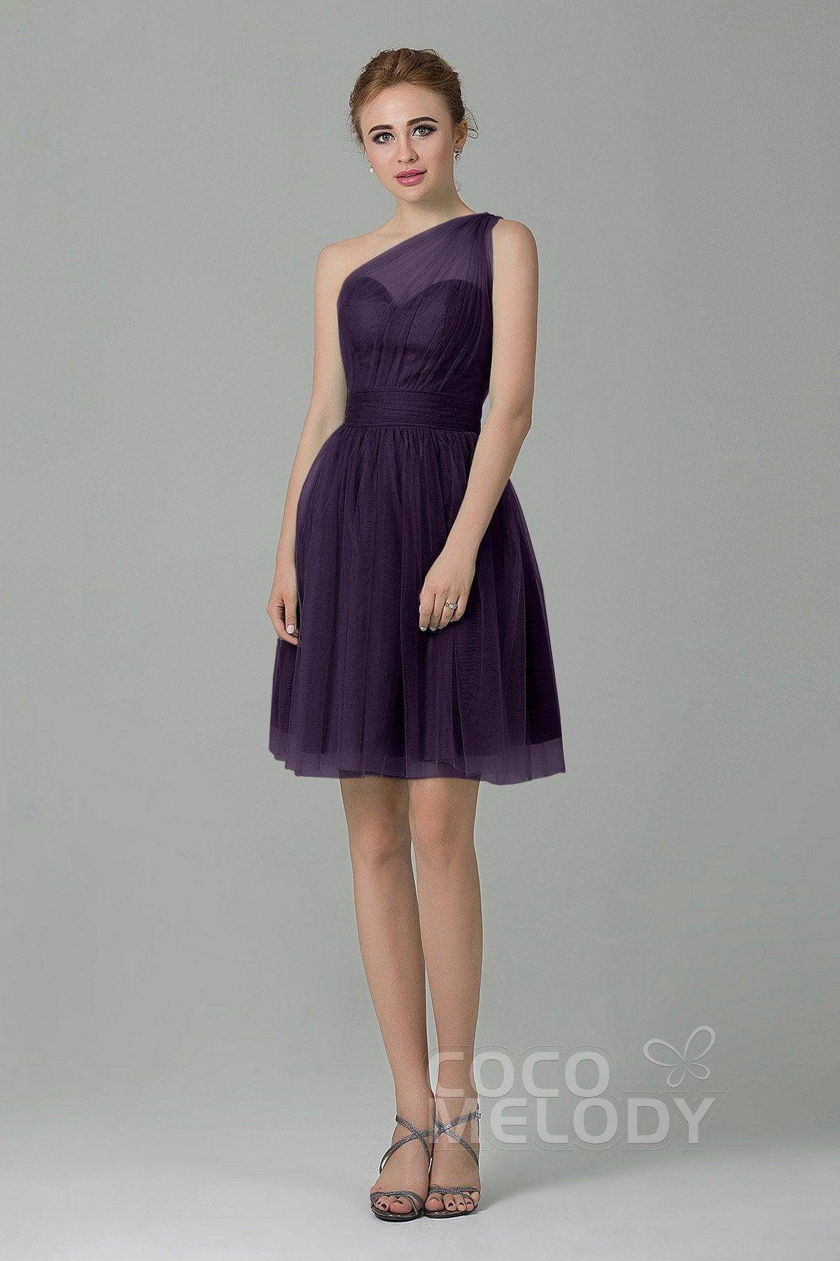 A-Line Short-Mini Tulle Bridesmaid Dress LOZM1503F - COCOMELODY