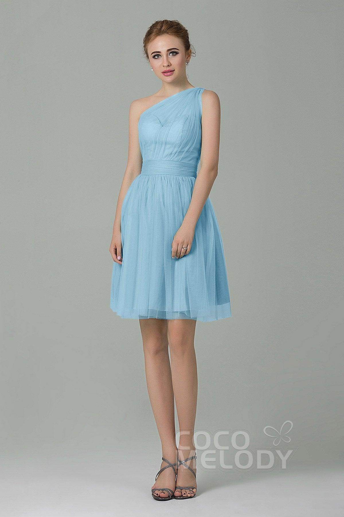 A-Line Short-Mini Tulle Bridesmaid Dress LOZM1503F - COCOMELODY