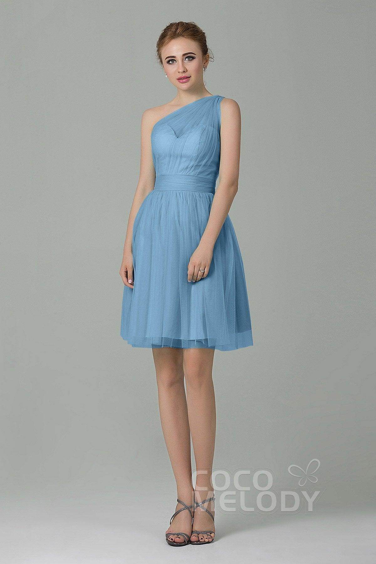 A-Line Short-Mini Tulle Bridesmaid Dress LOZM1503F - COCOMELODY