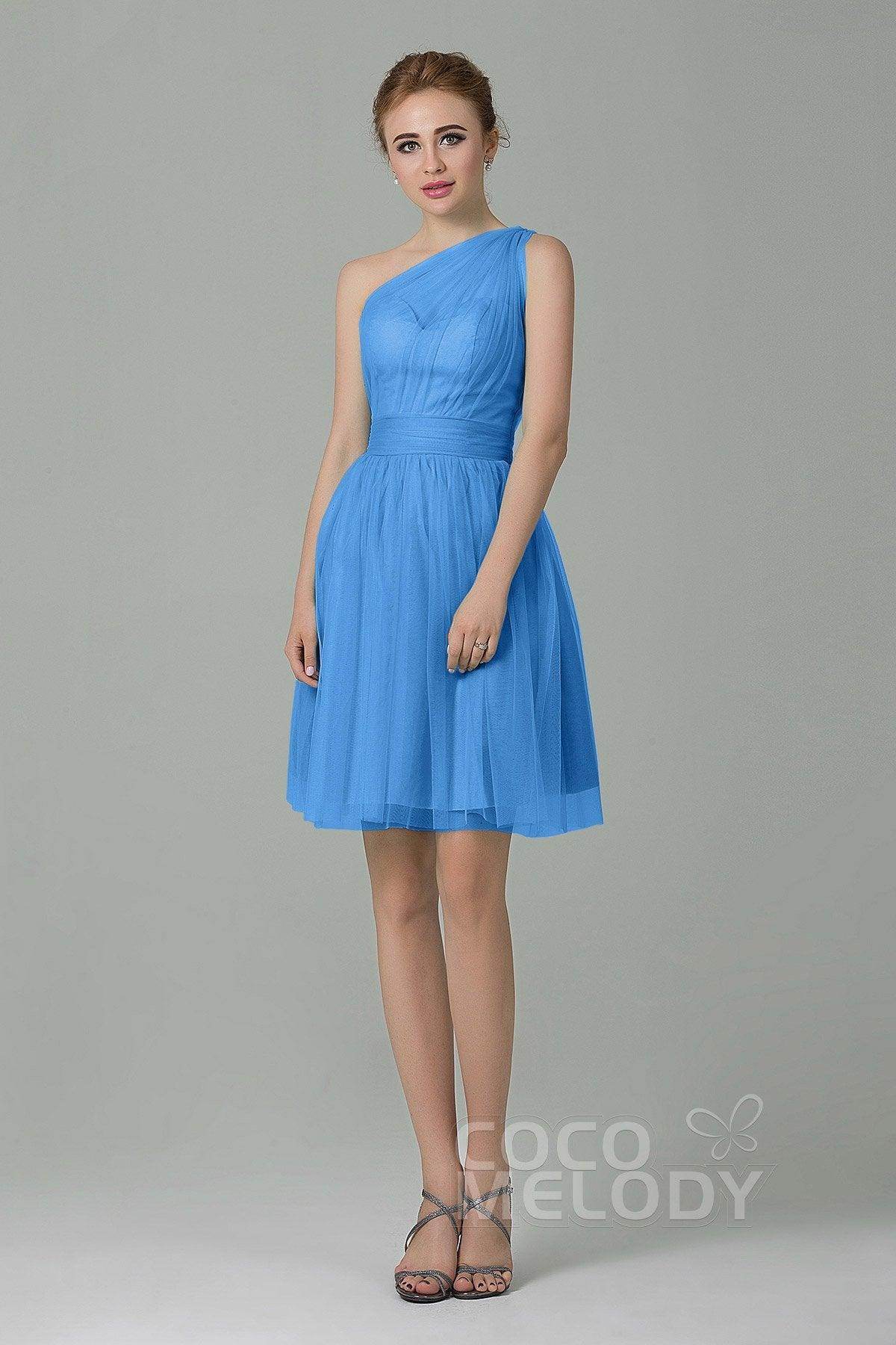 A-Line Short-Mini Tulle Bridesmaid Dress LOZM1503F - COCOMELODY