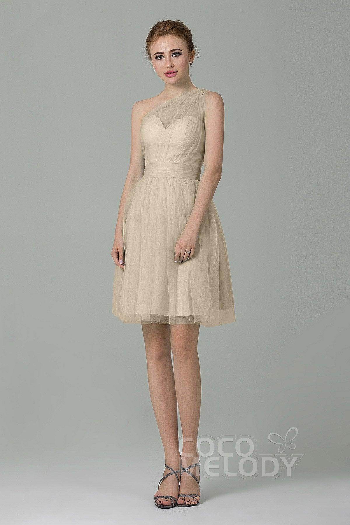 A-Line Short-Mini Tulle Bridesmaid Dress LOZM1503F - COCOMELODY