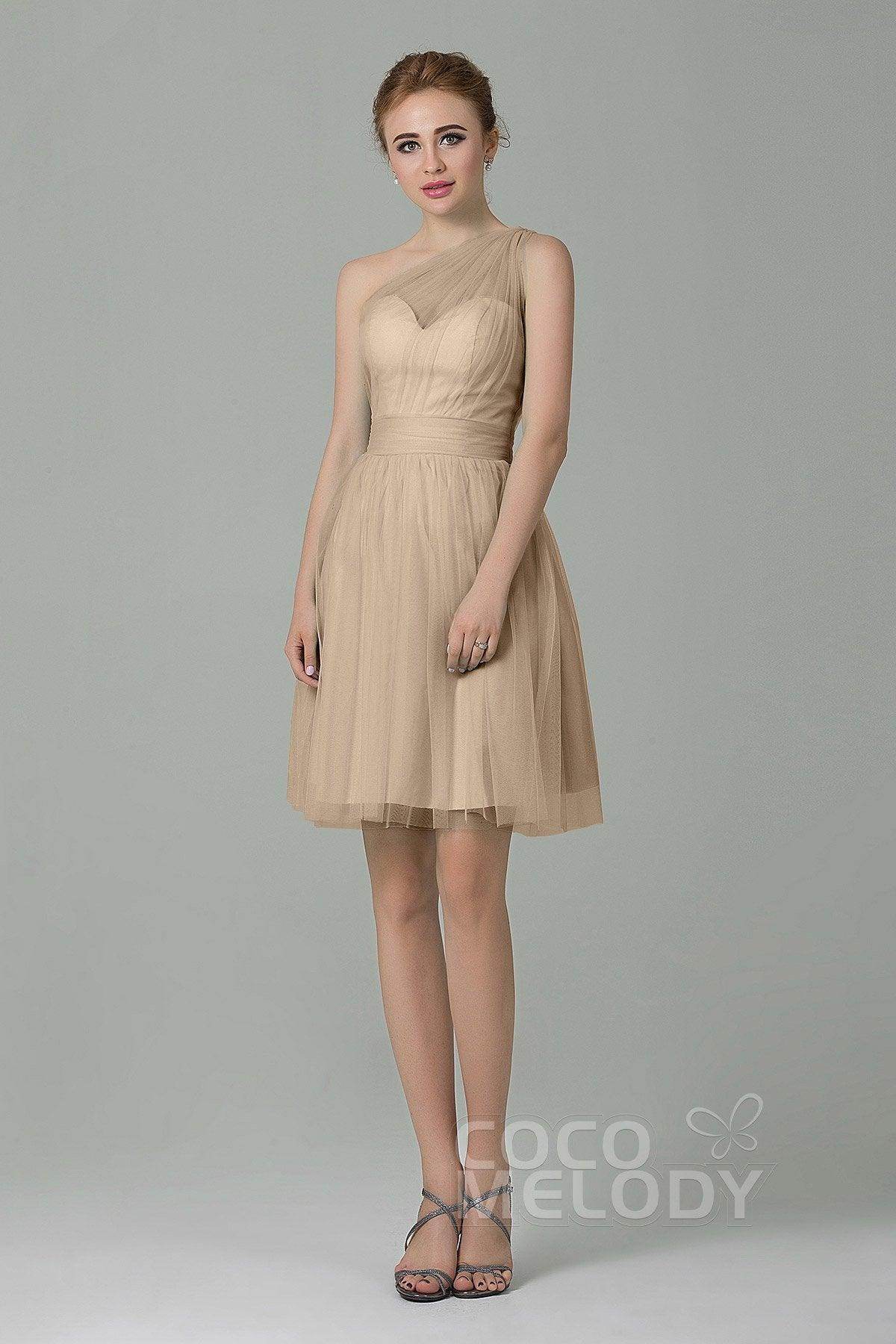 A-Line Short-Mini Tulle Bridesmaid Dress LOZM1503F - COCOMELODY