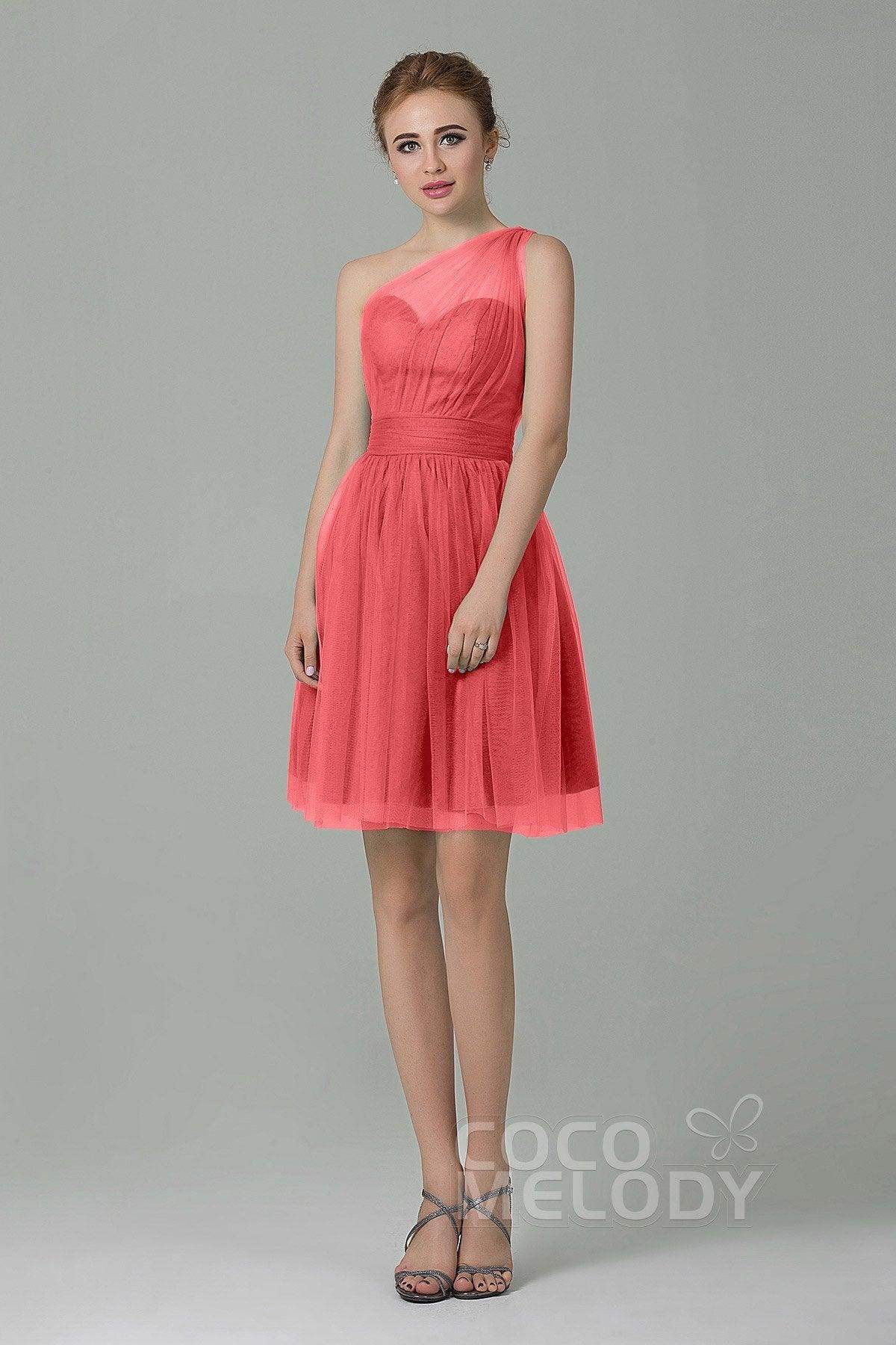 A-Line Short-Mini Tulle Bridesmaid Dress LOZM1503F - COCOMELODY