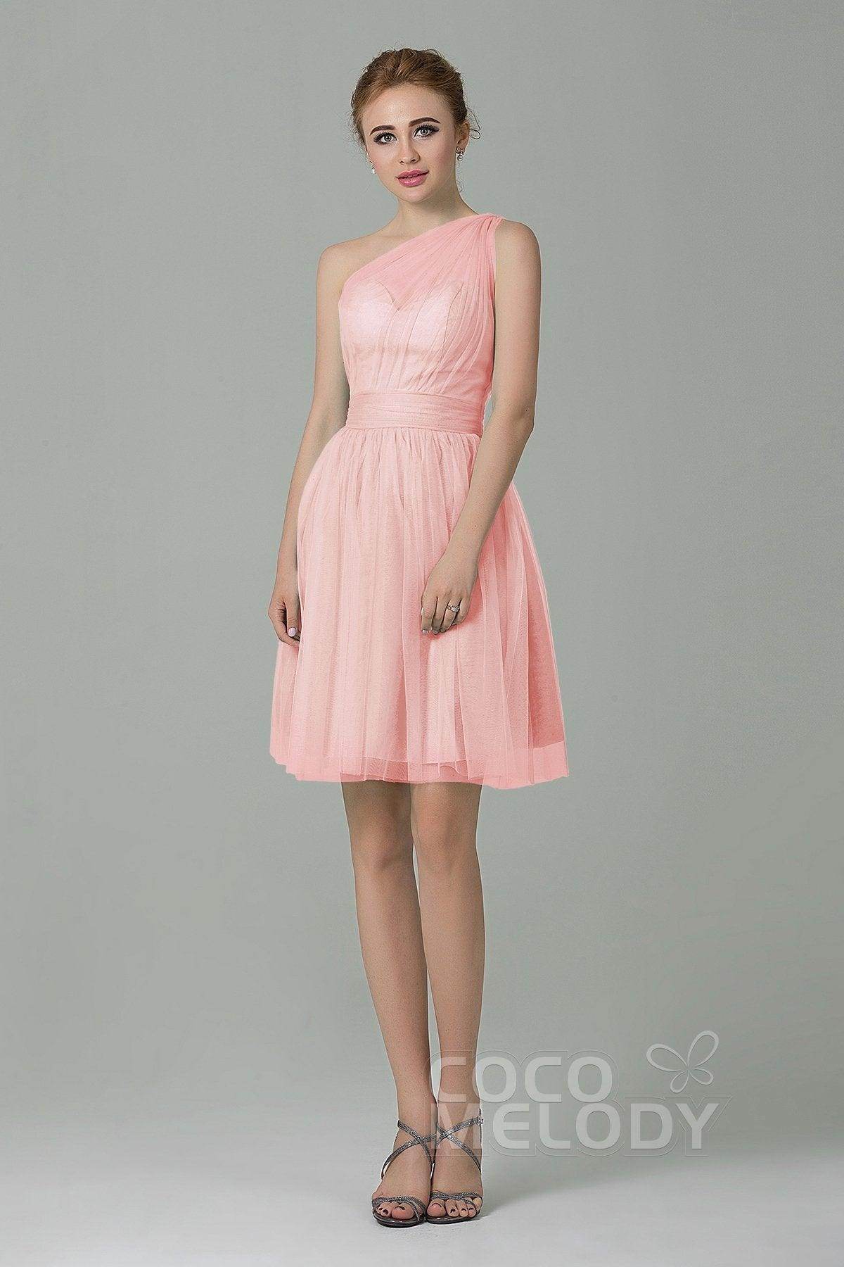 A-Line Short-Mini Tulle Bridesmaid Dress LOZM1503F - COCOMELODY