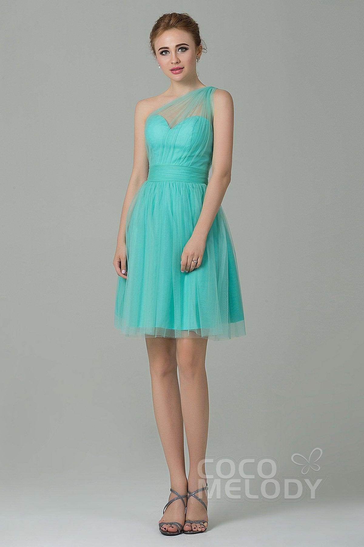 A-Line Short-Mini Tulle Bridesmaid Dress LOZM1503F - COCOMELODY