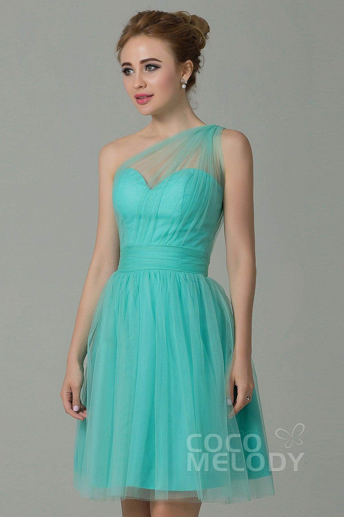 A-Line Short-Mini Tulle Bridesmaid Dress LOZM1503F - COCOMELODY