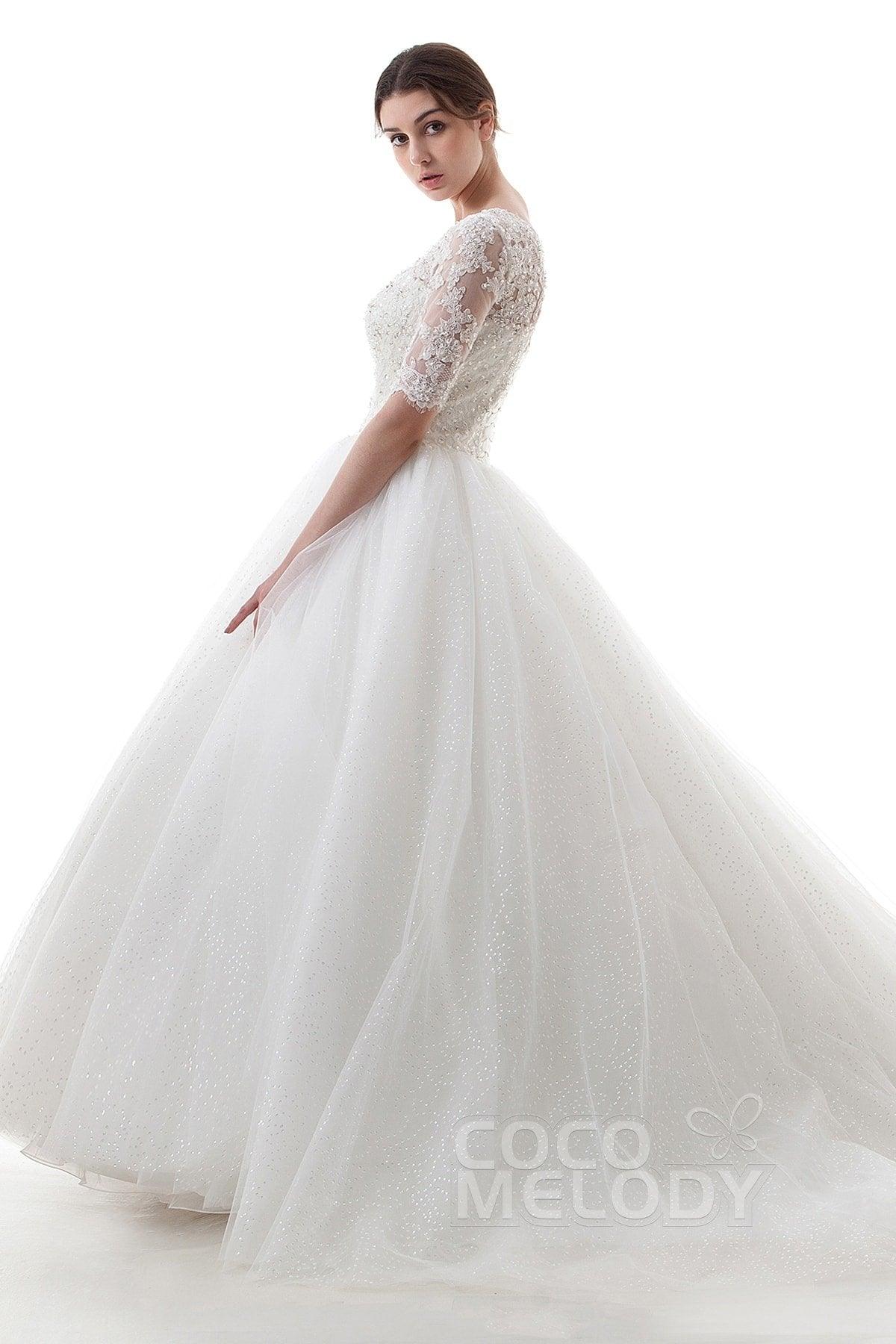 Princess Court Train Tulle Wedding Dress B14TB0056 - COCOMELODY